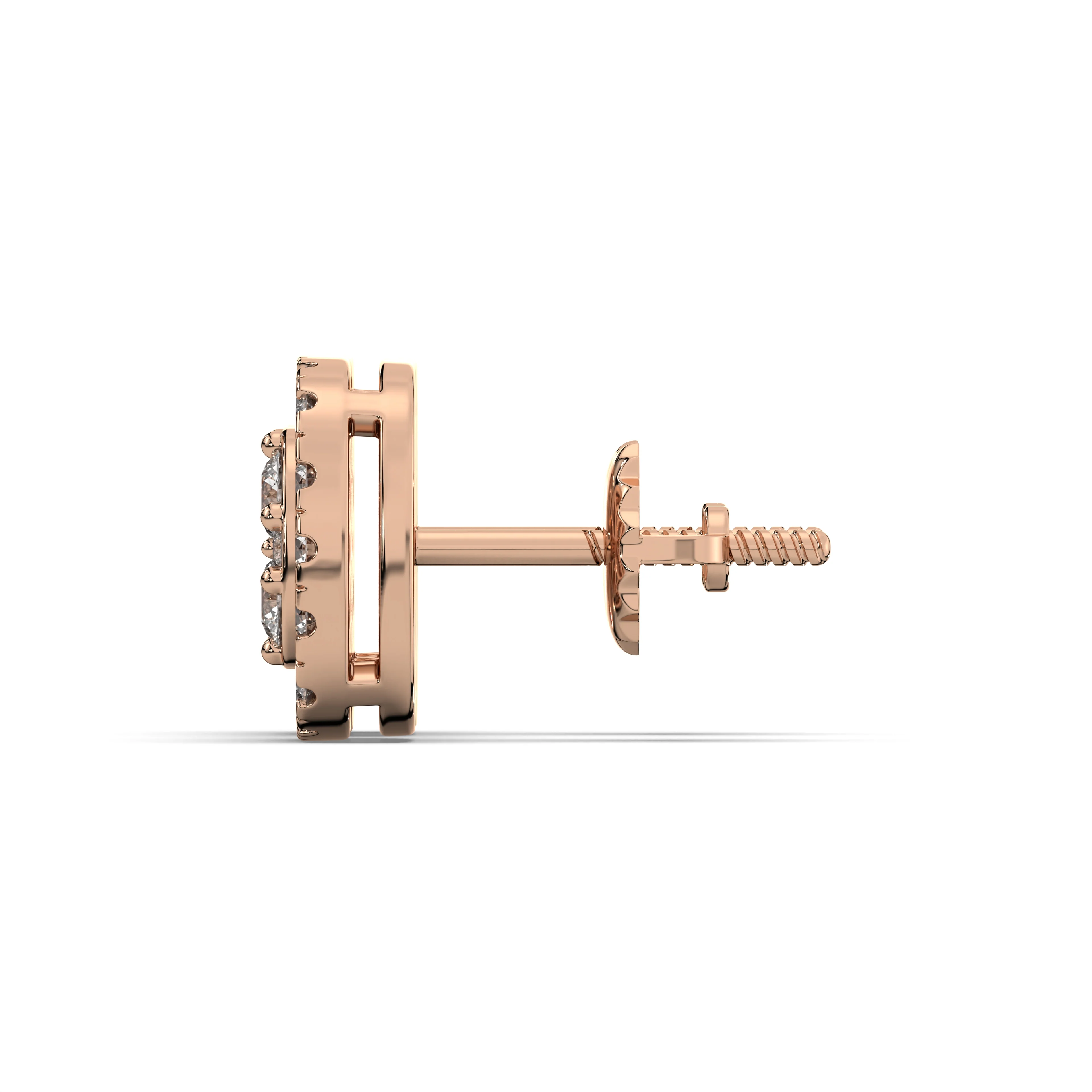 Men's Jewelry - VVS Lab Diamond Cluster Stud Earrings For Men | 14K Rose Gold - Image 3