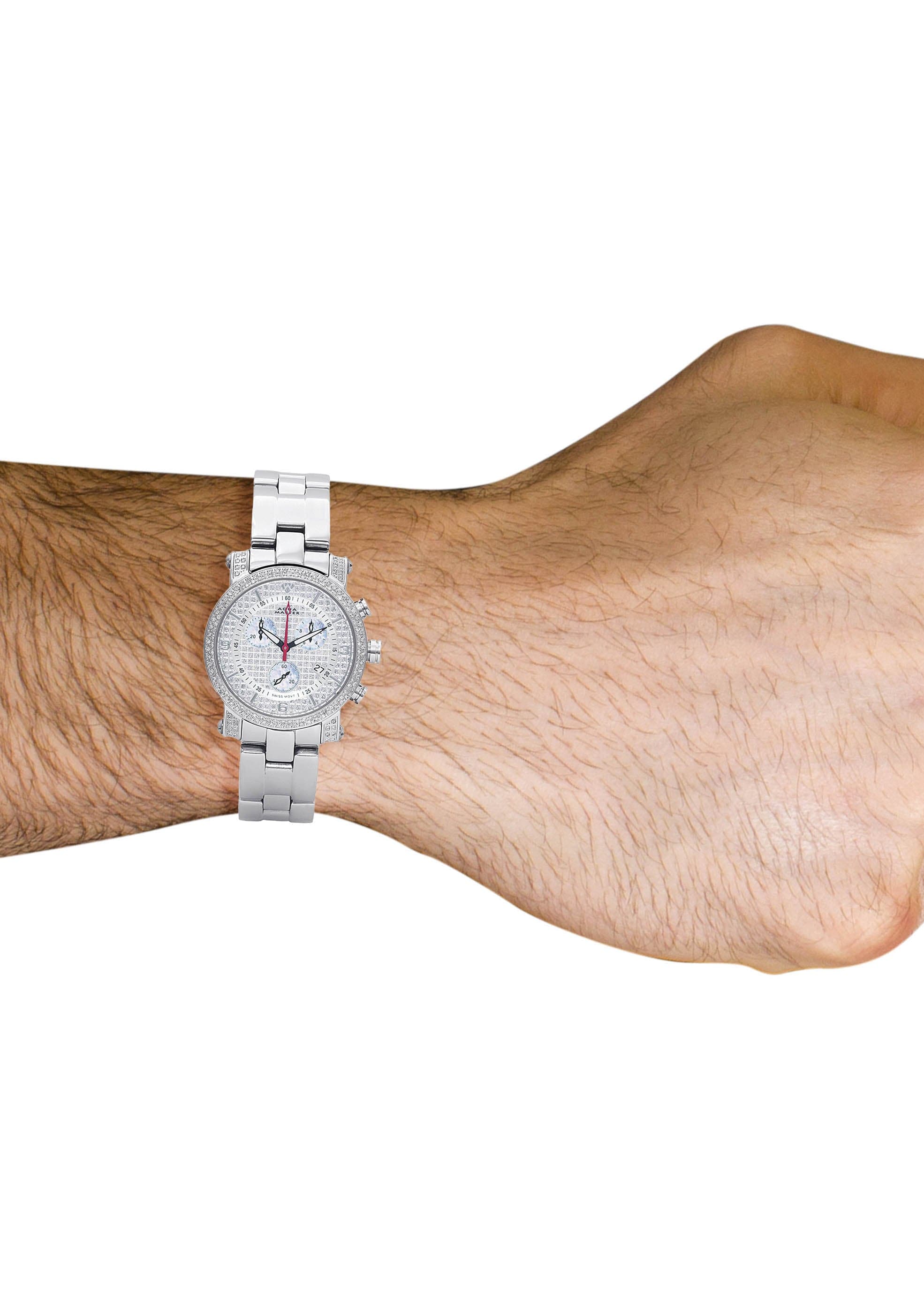 Mens White Gold Tone Diamond Watch | Appx. 1.75 Carats - Image 2