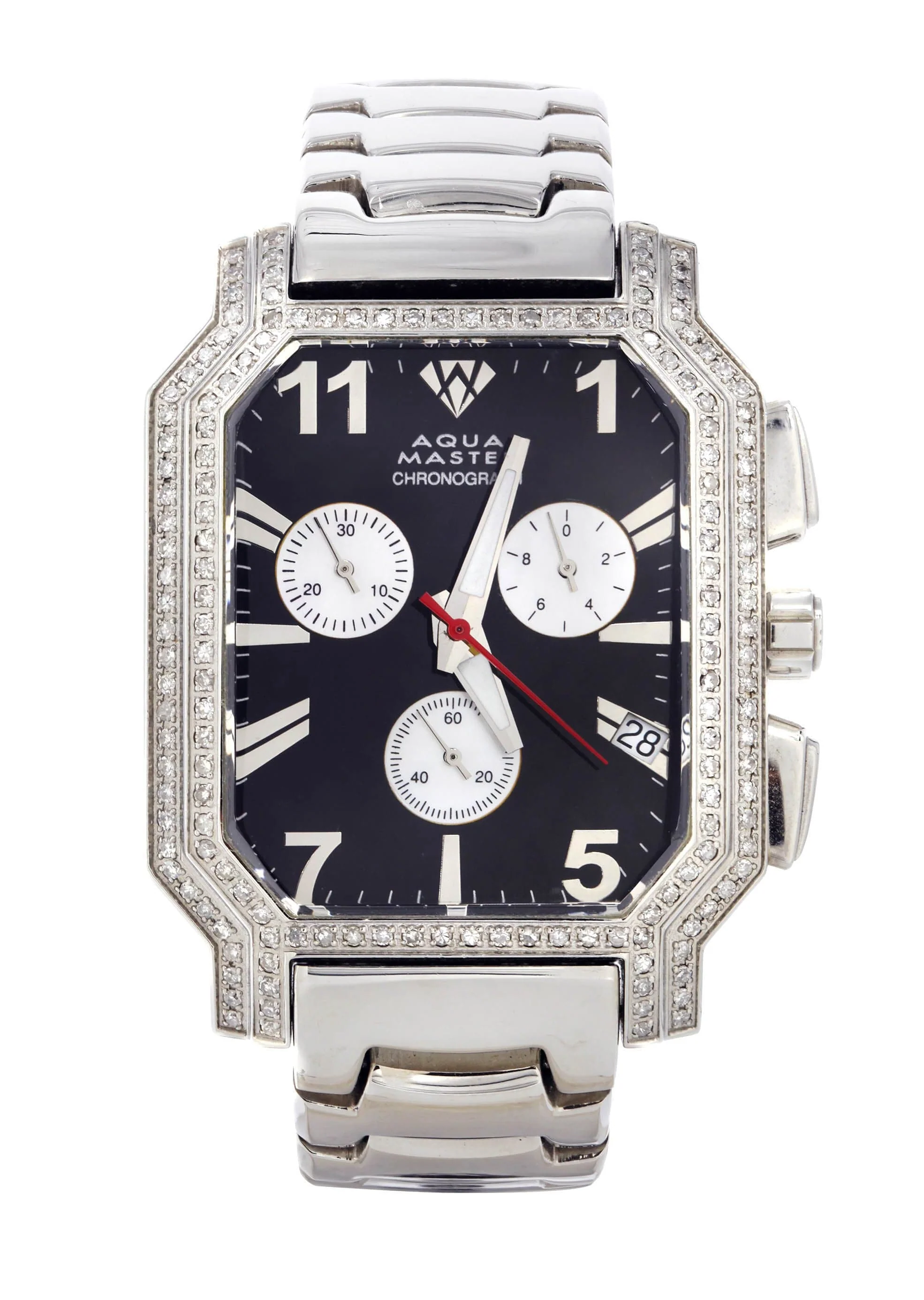 Mens White Gold Tone Diamond Watch | Appx. 2 Carats