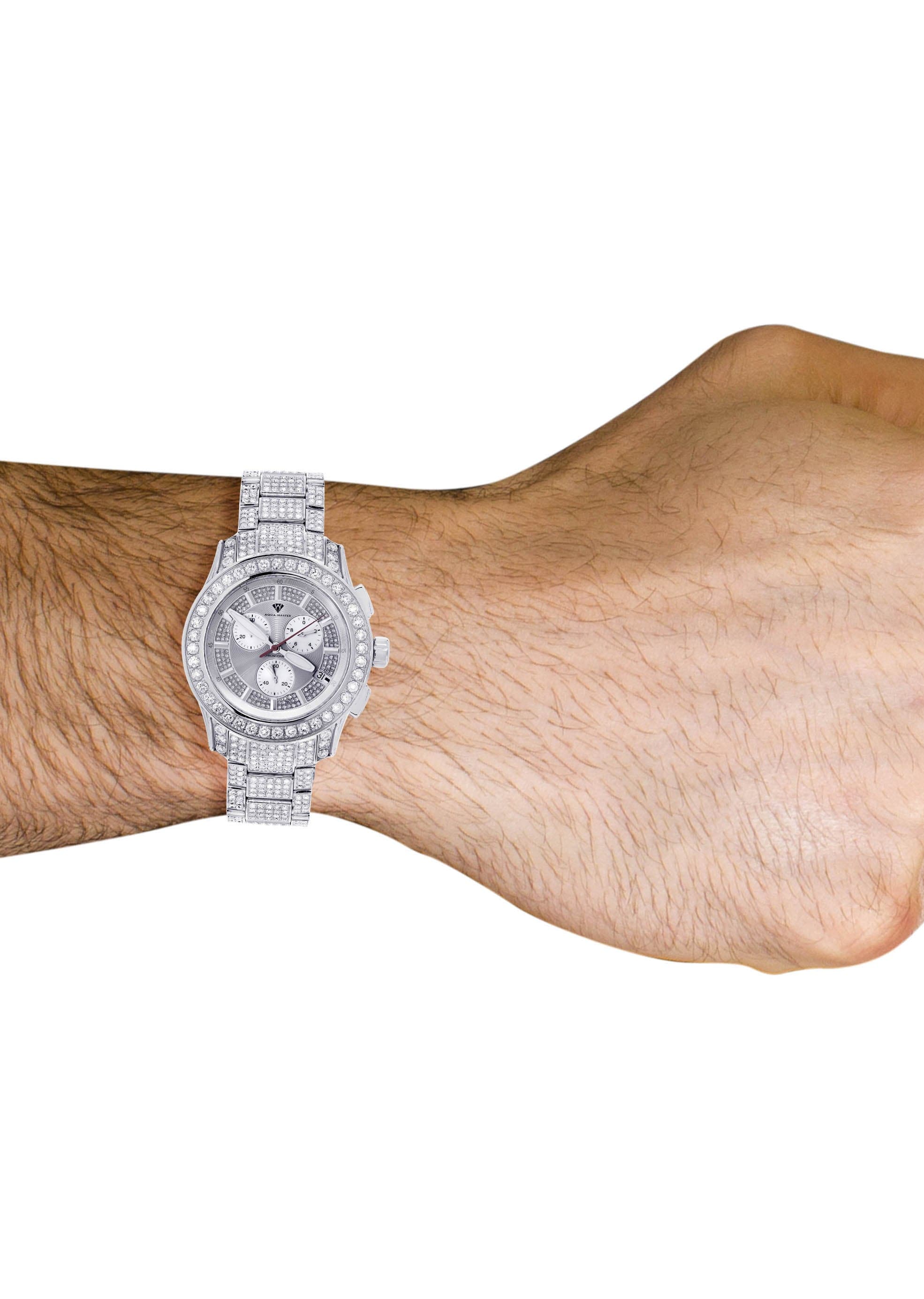 Mens White Gold Tone Diamond Watch | Appx. 32 Carats - Image 3