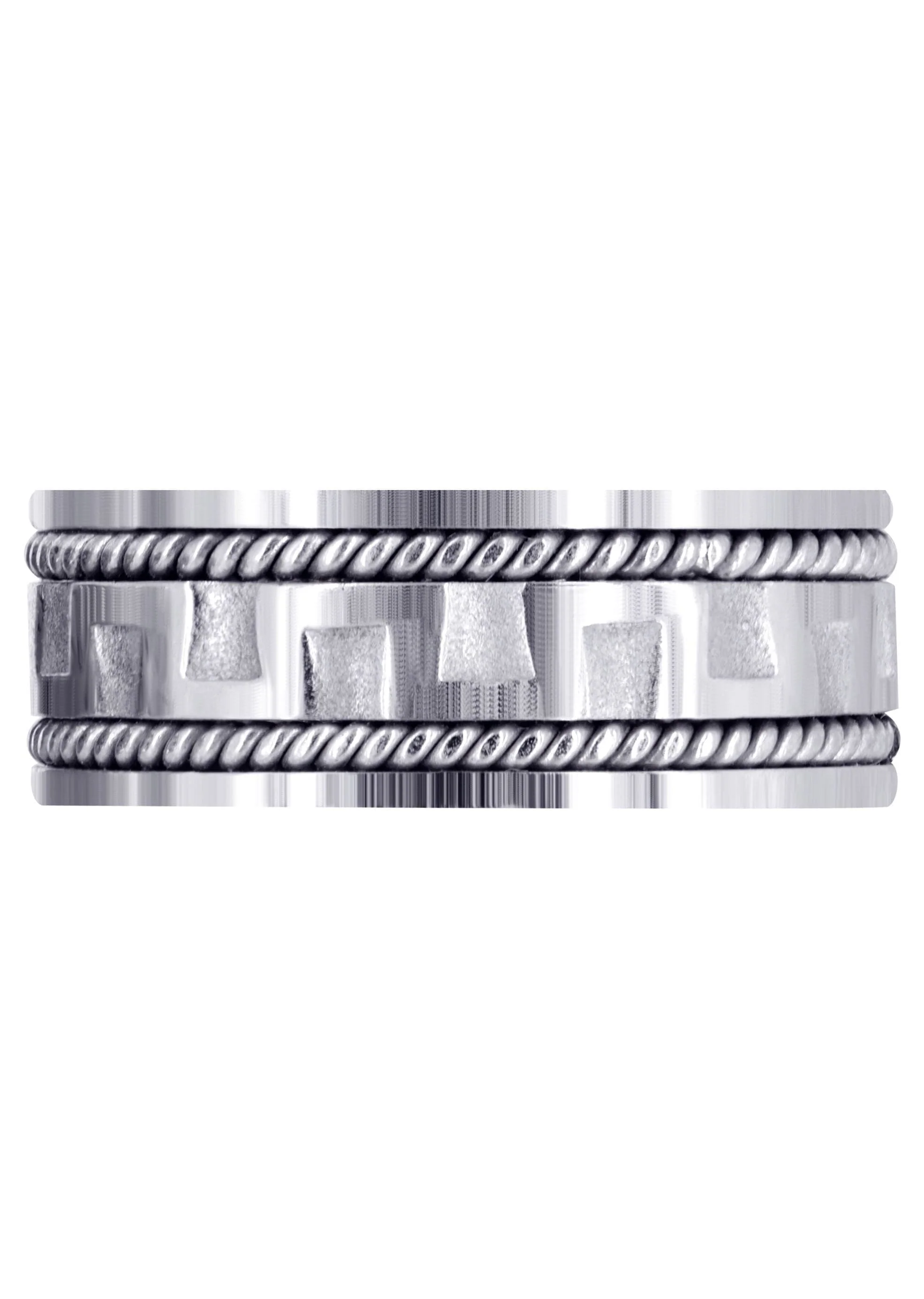 Modern Mens Wedding Band | Sand Blast / High Polish Finish (Joel) - Image 2