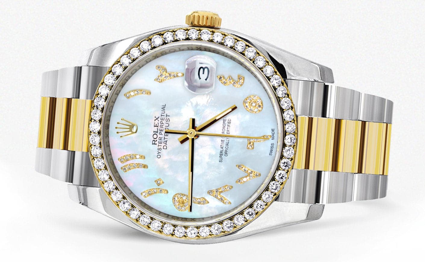 116233 | Gold & Steel Rolex Datejust Watch | 36Mm | Mother Of Pearl Arabic Diamond Dial | Oyster Band - Image 4