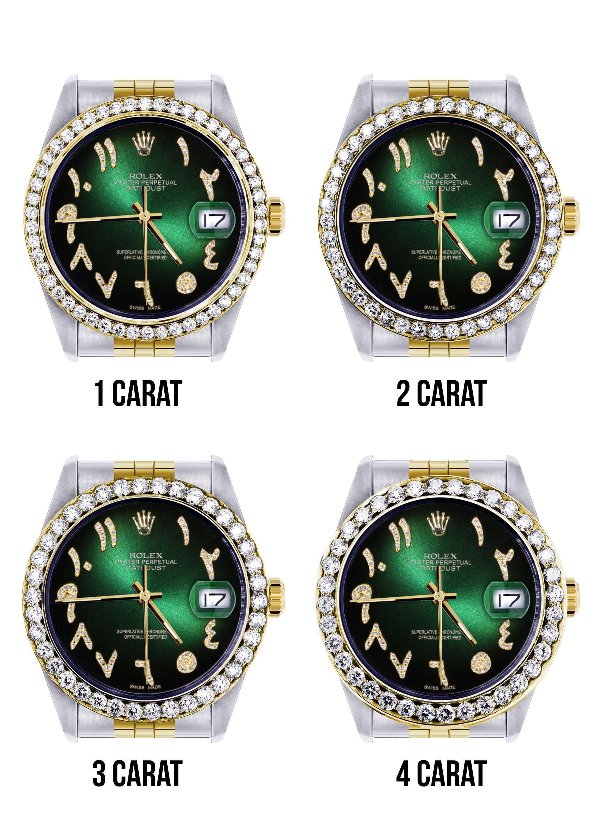 116233 | Hidden Clasp | Gold & Steel Rolex Datejust Watch | 36Mm | Green Black Arabic Diamond Dial | Jubilee Band - Image 5