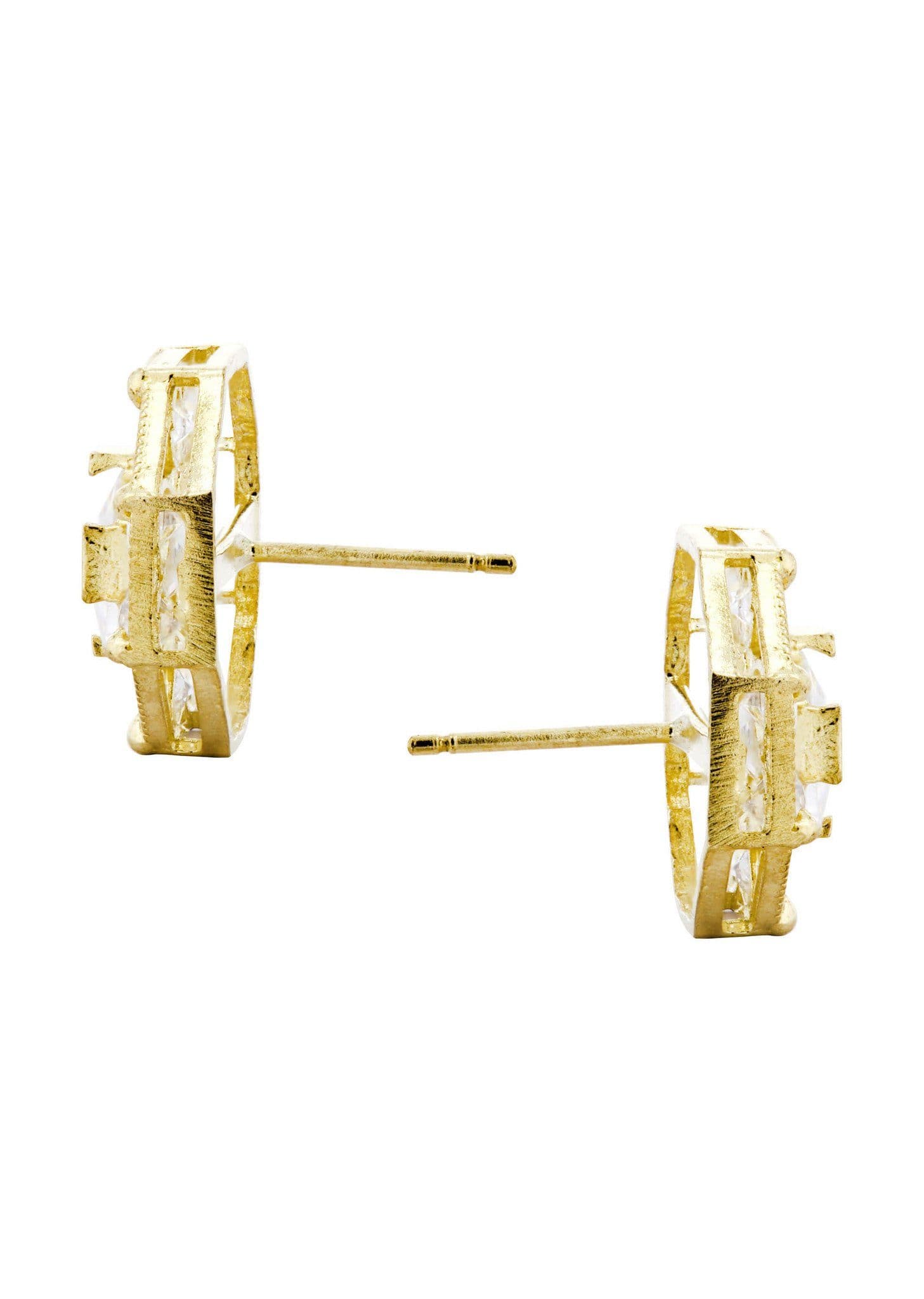 10K Octagon  Gold Earrings For Men | Appx 1/2 Inches Wide - Image 3