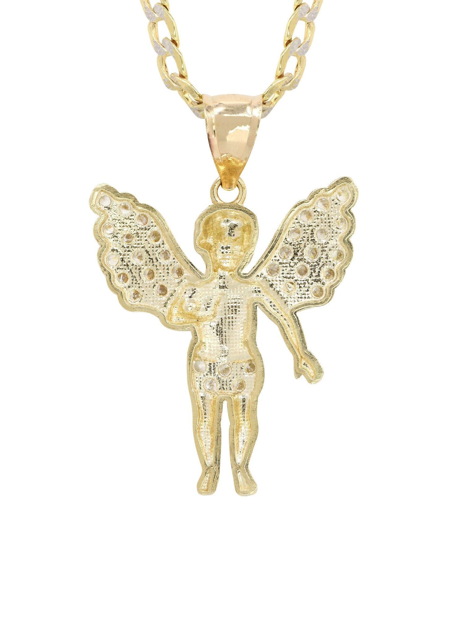 10K Yellow Gold Pave   Angel Necklace | Appx. 8.5 Grams - Image 3
