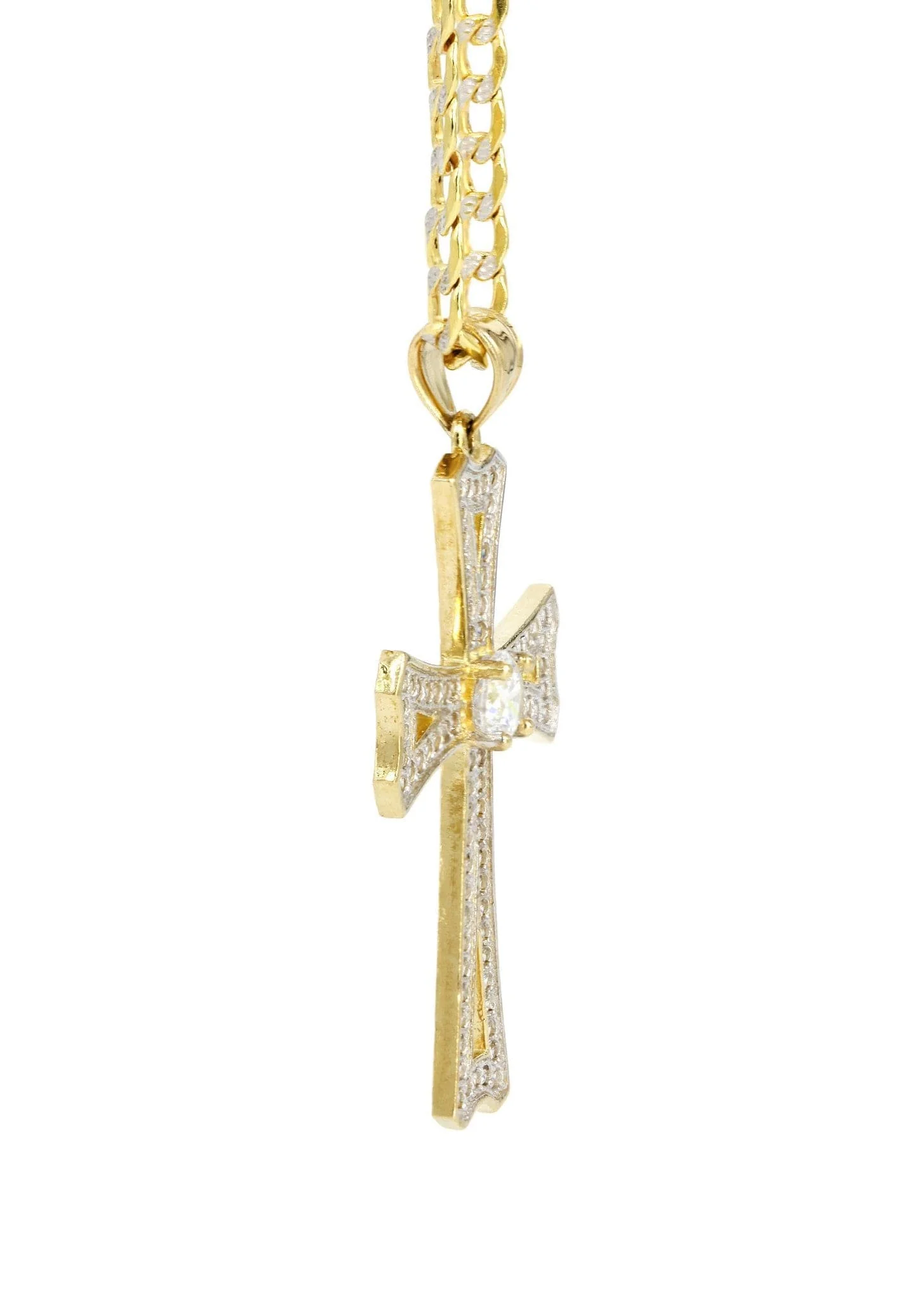 10K Yellow Gold Pave Cross Necklace | Appx. 8.9 Grams - Image 4
