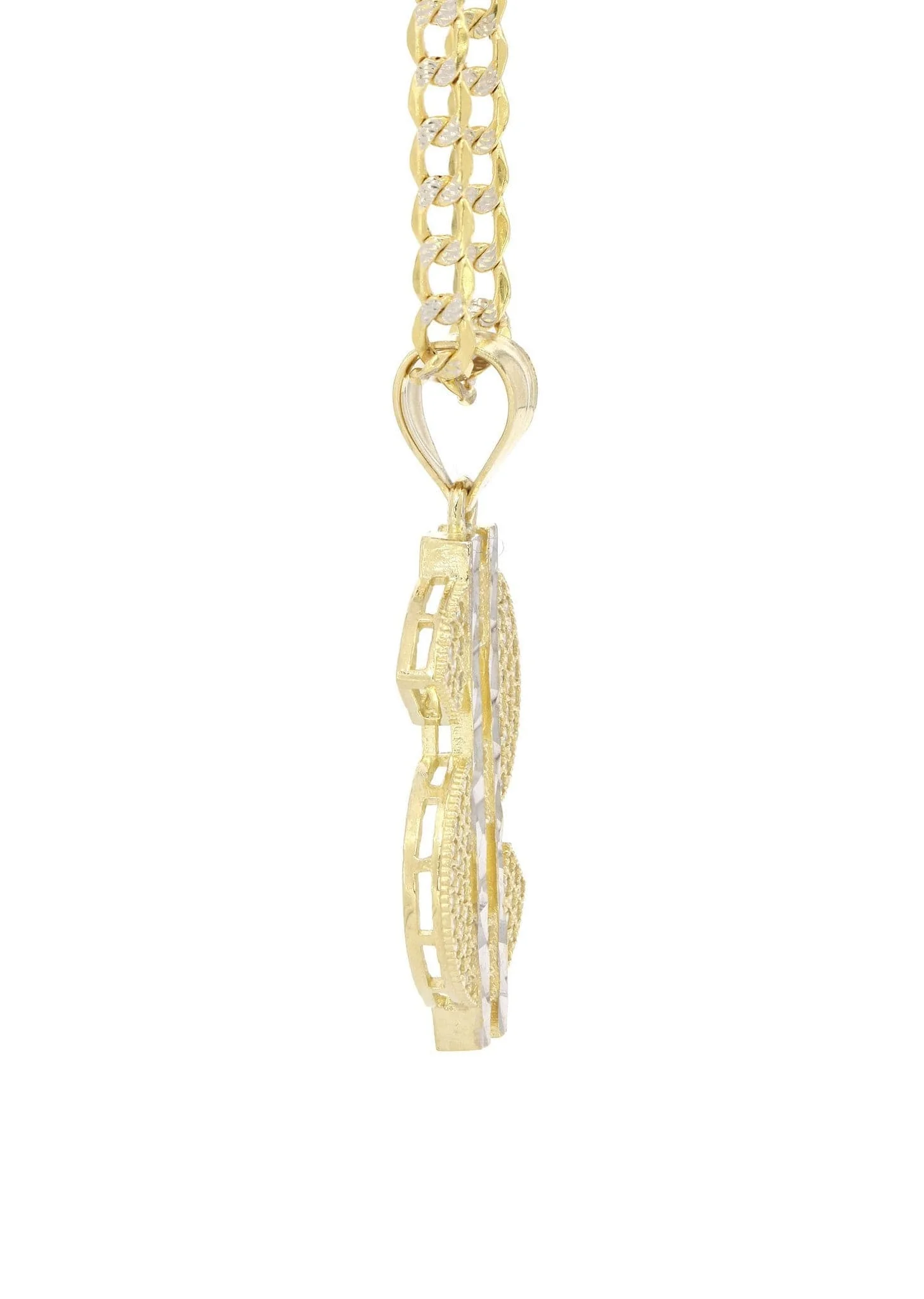 10K Yellow Gold Pave  & Cz Dollar Pedant | Appx. 8.7 Grams - Image 4