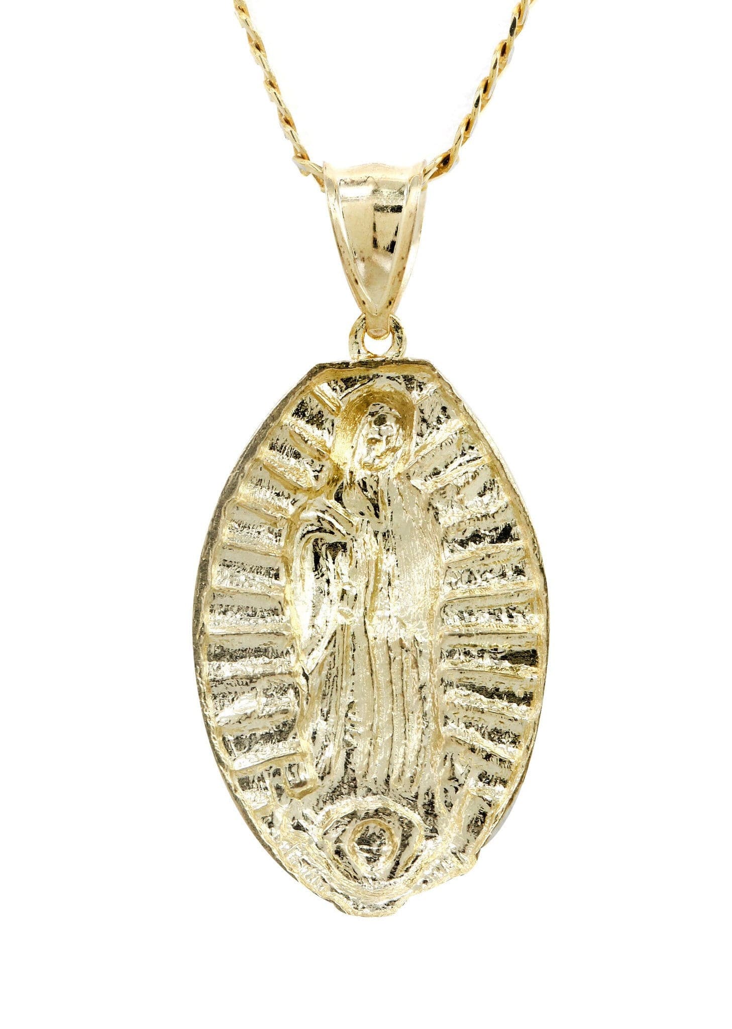 10K Yellow Gold Pave  & Virgin Mary Piece Chain | Appx. 9 Grams - Image 2