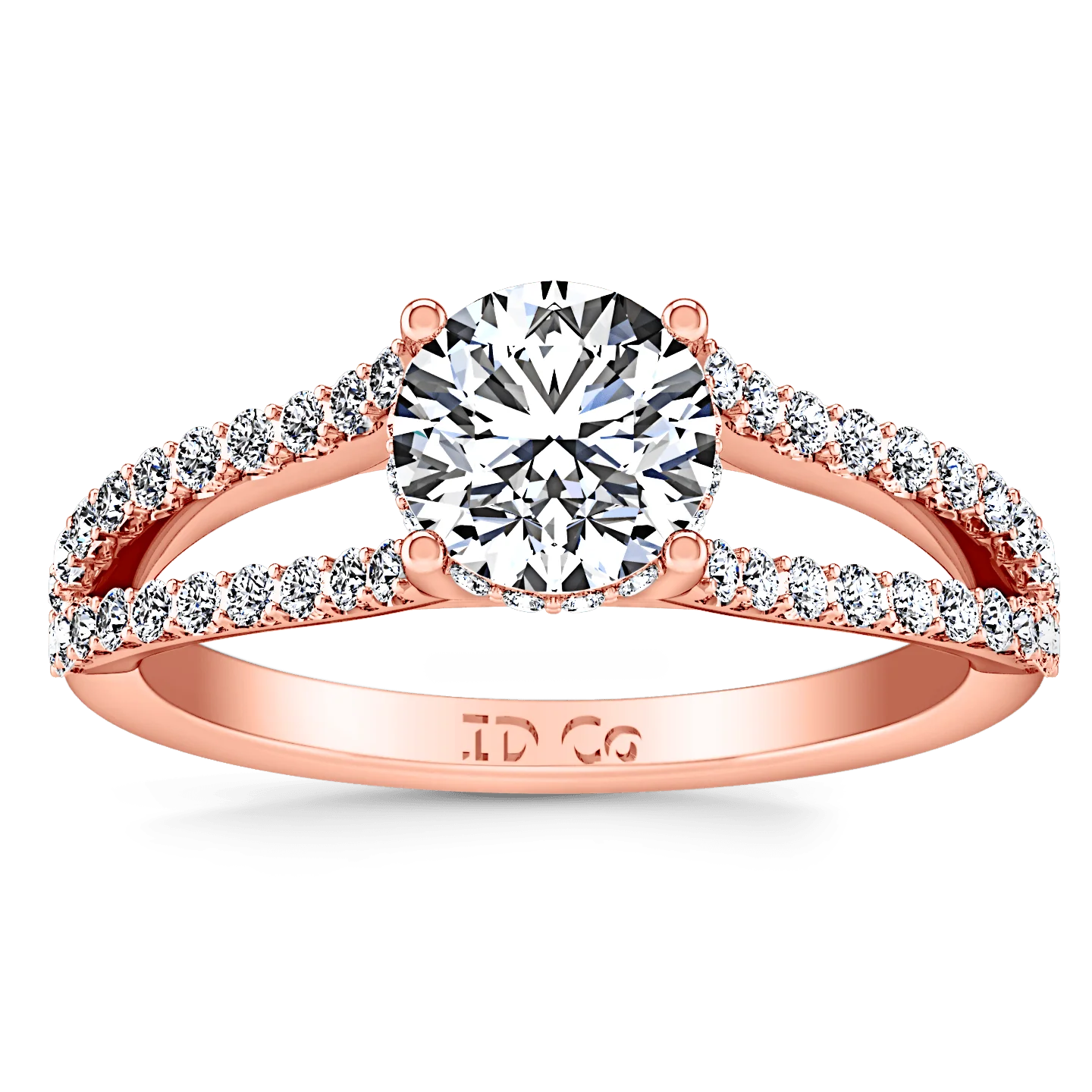 Pave Diamond Engagement Ring Fantasia 14K Rose Gold