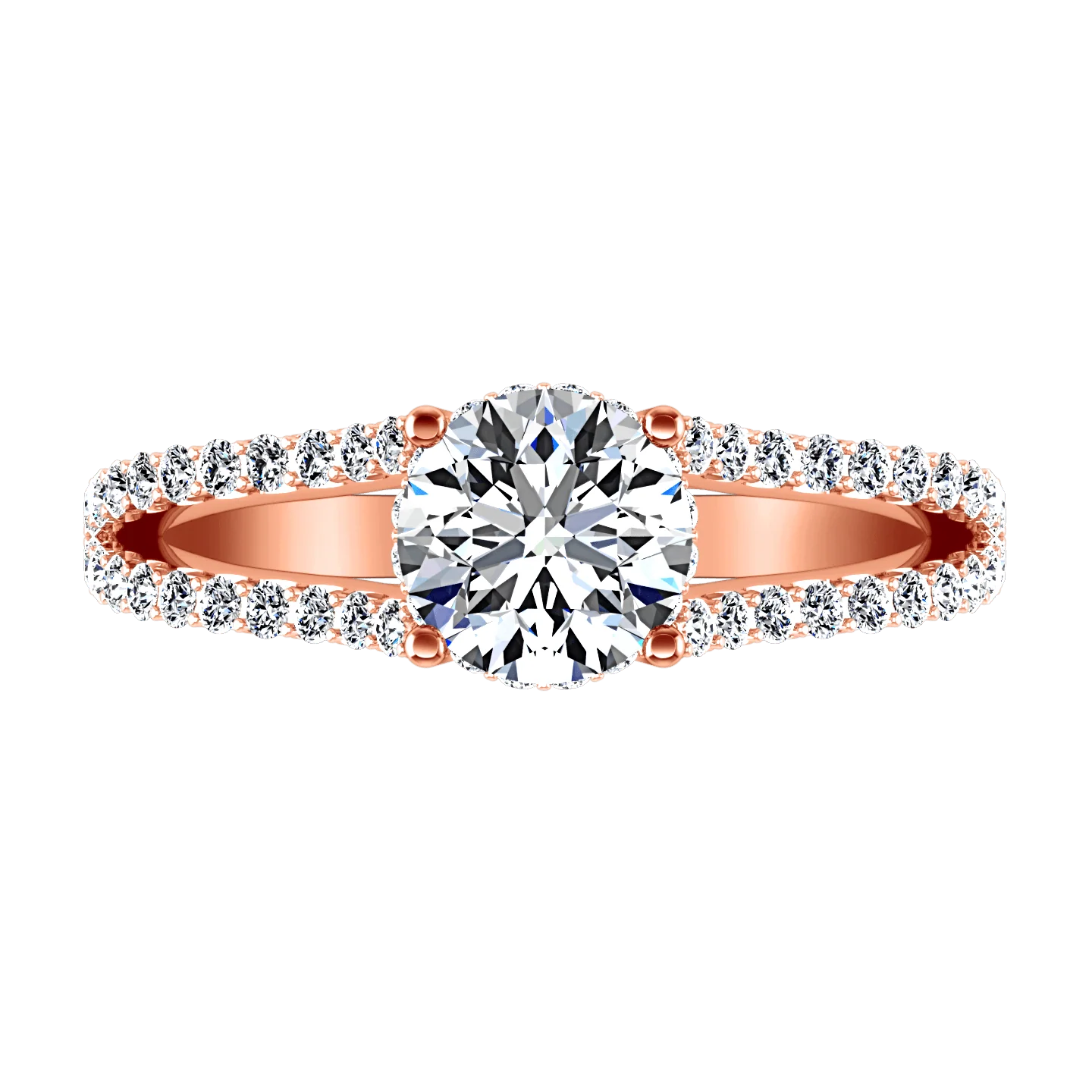 Pave Diamond Engagement Ring Fantasia 14K Rose Gold - Image 4