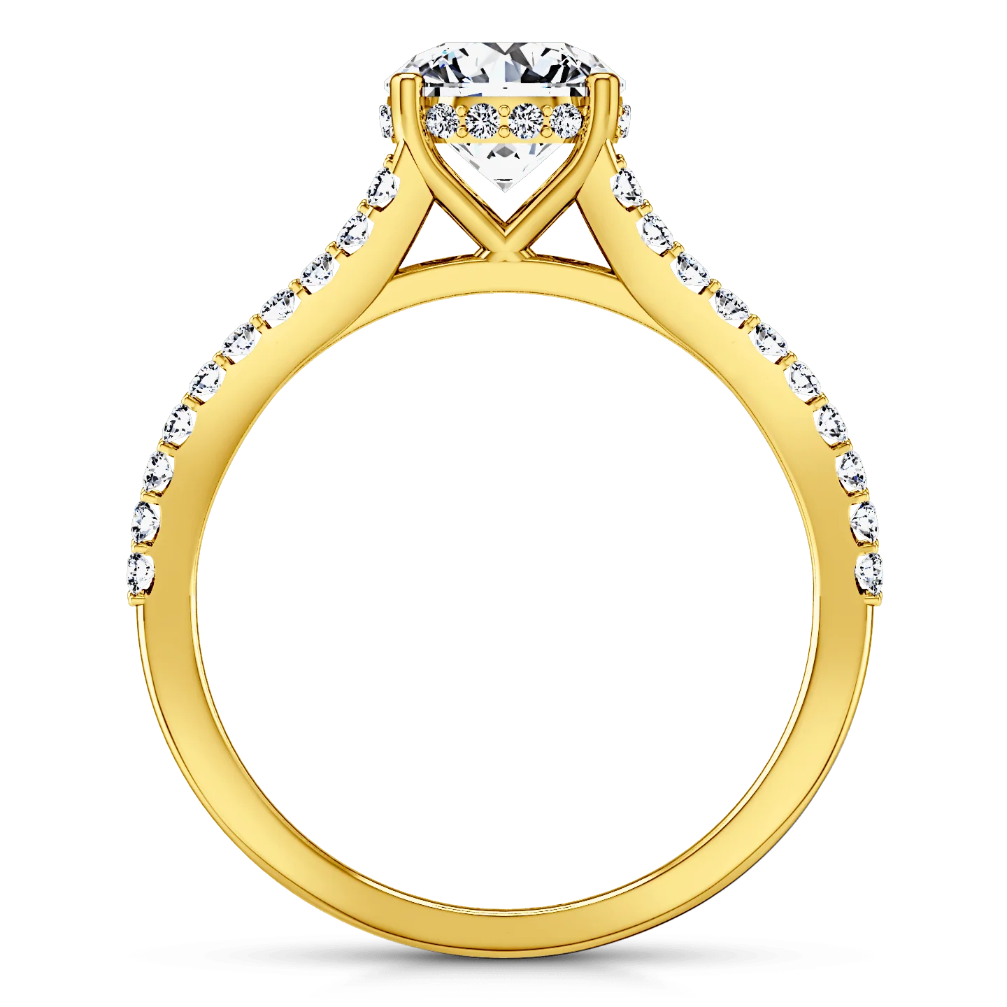 Pave Diamond EngagementRing Fantasia 14K Yellow Gold - Image 3