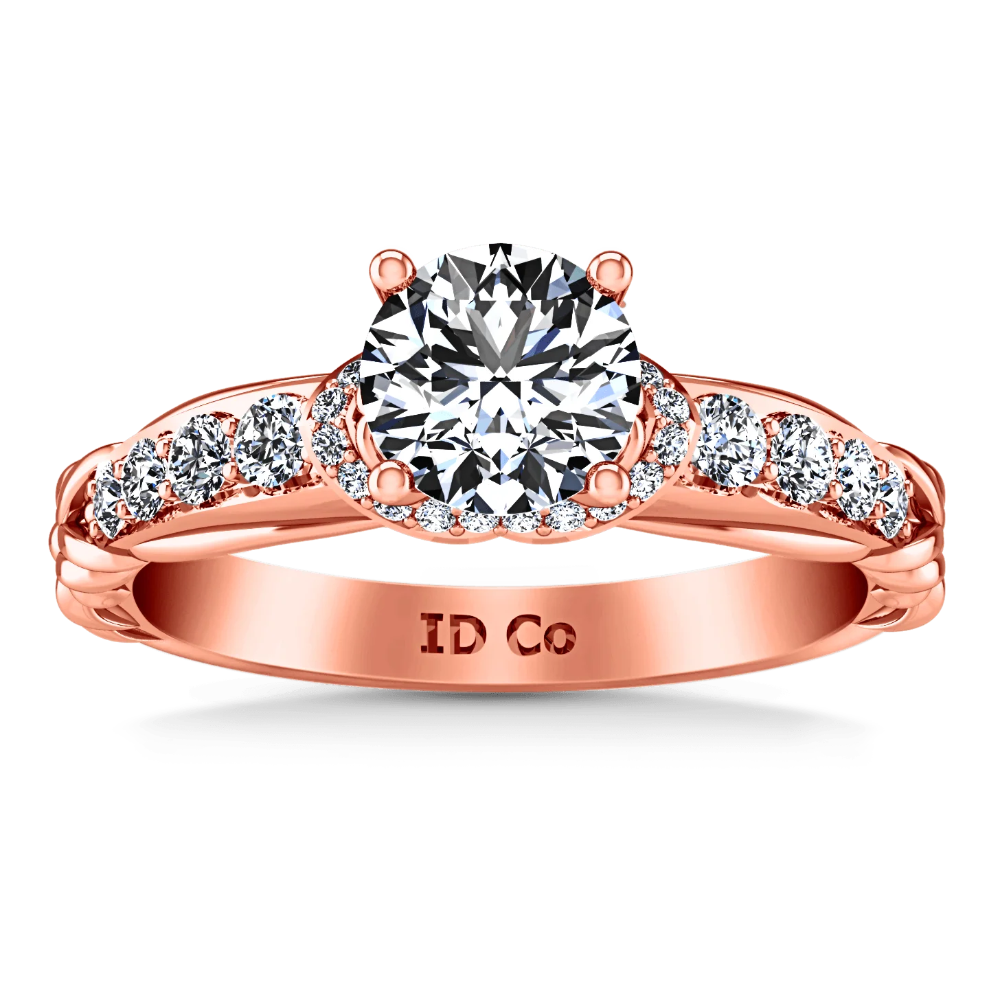Pave Diamond Engagement Ring Flora 14K Rose Gold