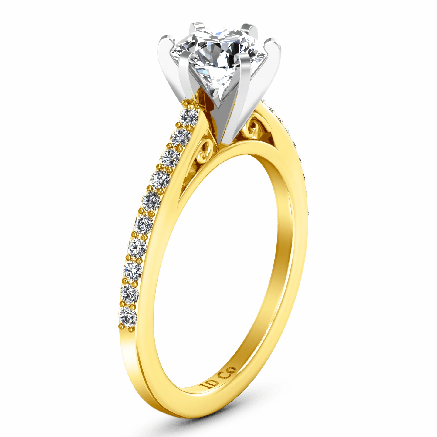 Pave Diamond EngagementRing Juliette 14K Yellow Gold - Image 2