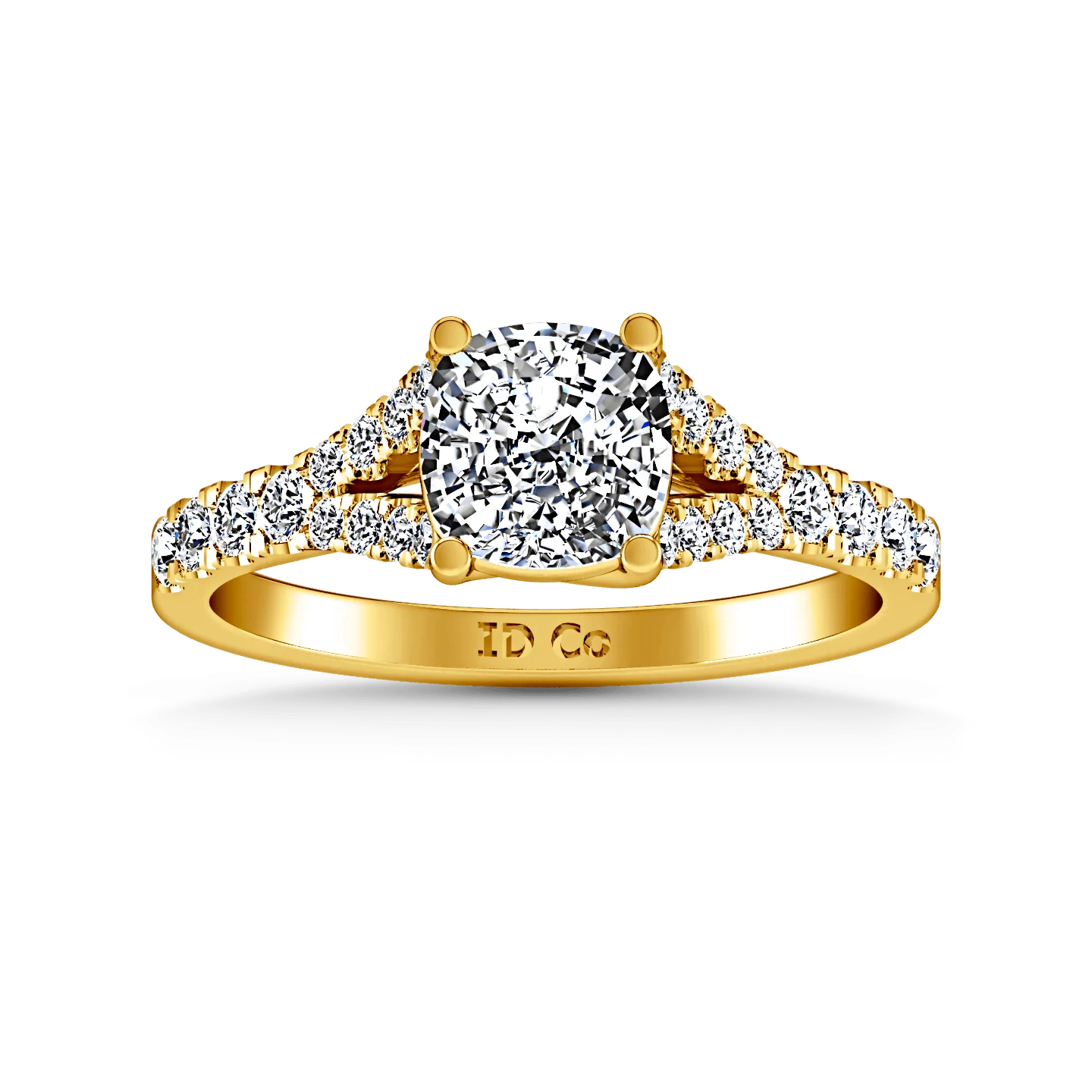 Pave Cushion Cut Engagement Ring Riverton 14K Yellow Gold