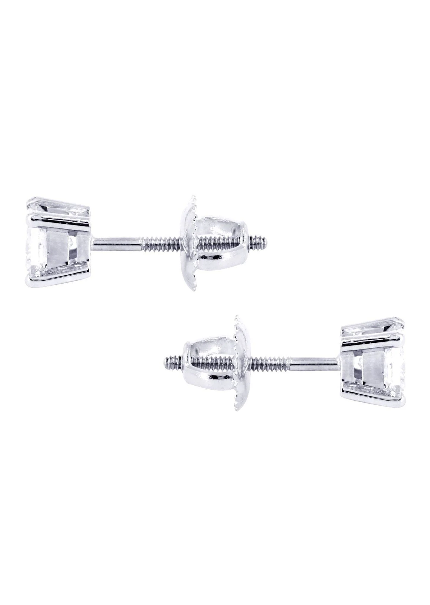 Princess Cut Diamond Stud Earrings For Men | 14K White Gold | 0.45 Carats - Image 2