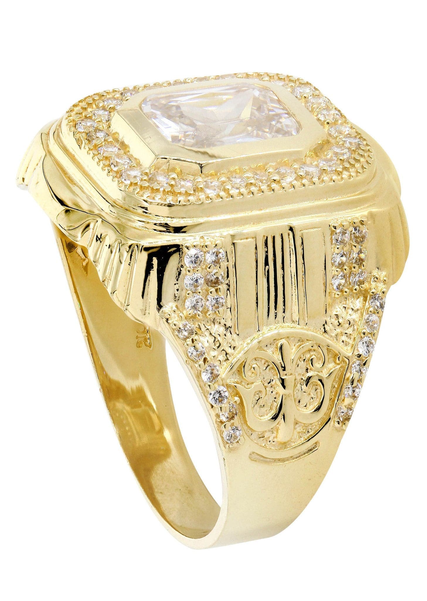 Rock Crystal  10K Gold Mens Ring | 7.9 Grams - Image 3
