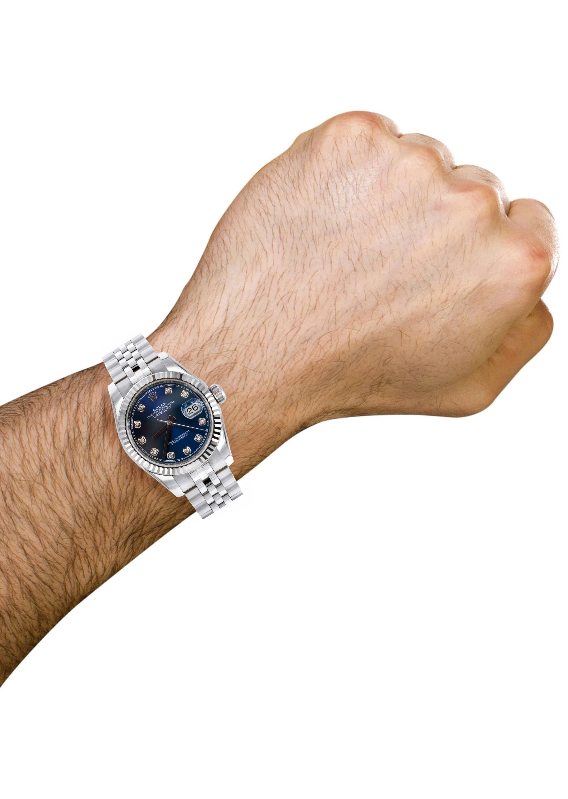 ROLEX DATEJUST 36 MM | JUBILEE BAND STEEL WATCH | 126234 | 18K FLUTED BEZEL | FACTORY DIAMOND BLUE - Image 4