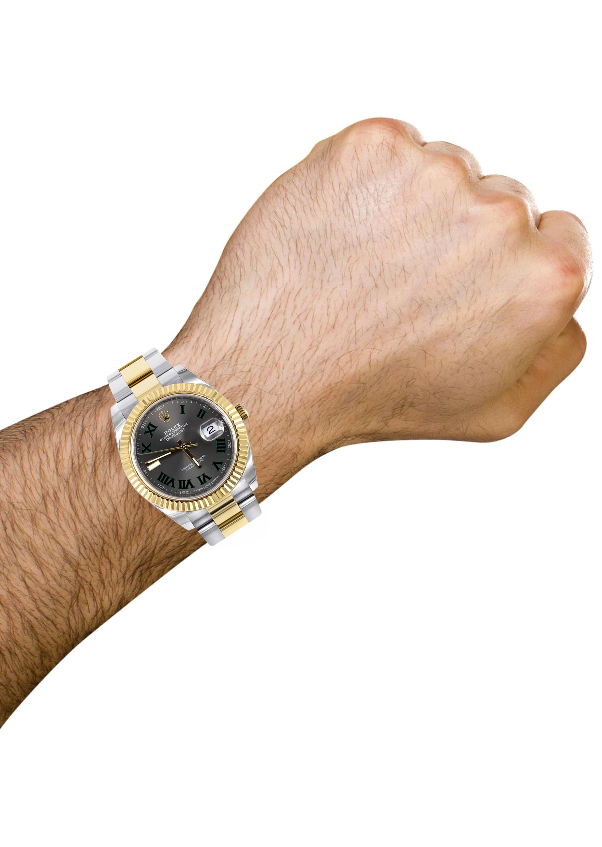 ROLEX DATEJUST 41 MM | 18K YELLOW GOLD & STEEL WATCH | OYSTER BAND | SLATE WIMBLEDON DIAL - Image 4