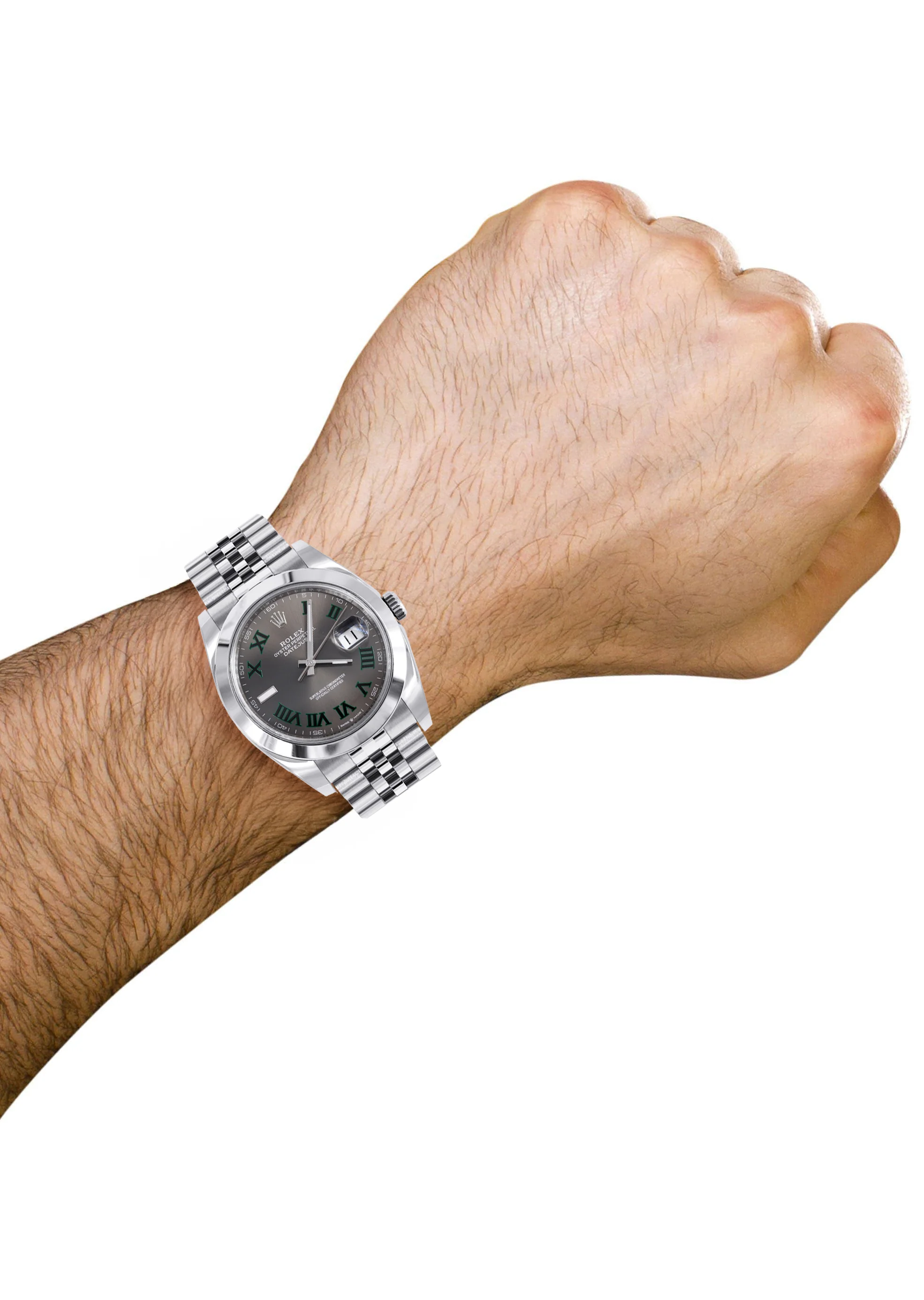 ROLEX DATEJUST 41 MM | JUBILEE STEEL WATCH | GREY SLATE WIMBLEDON DIAL| 126300 | SMOOTH BEZEL - Image 4