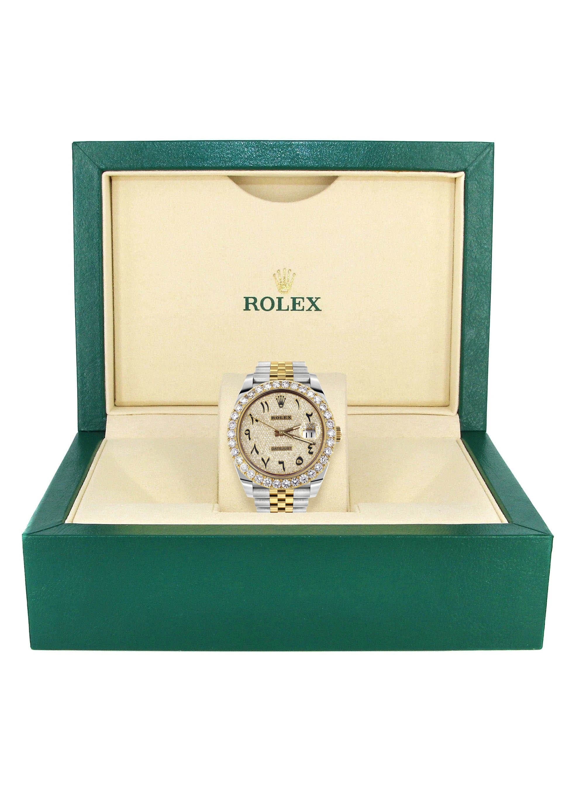Rolex Datejust 41 Watch | 41 MM | 18K Yellow Gold & Stainless Steel | Custom Iced Out Arabic Diamond Dial | Jubilee Band - Image 5