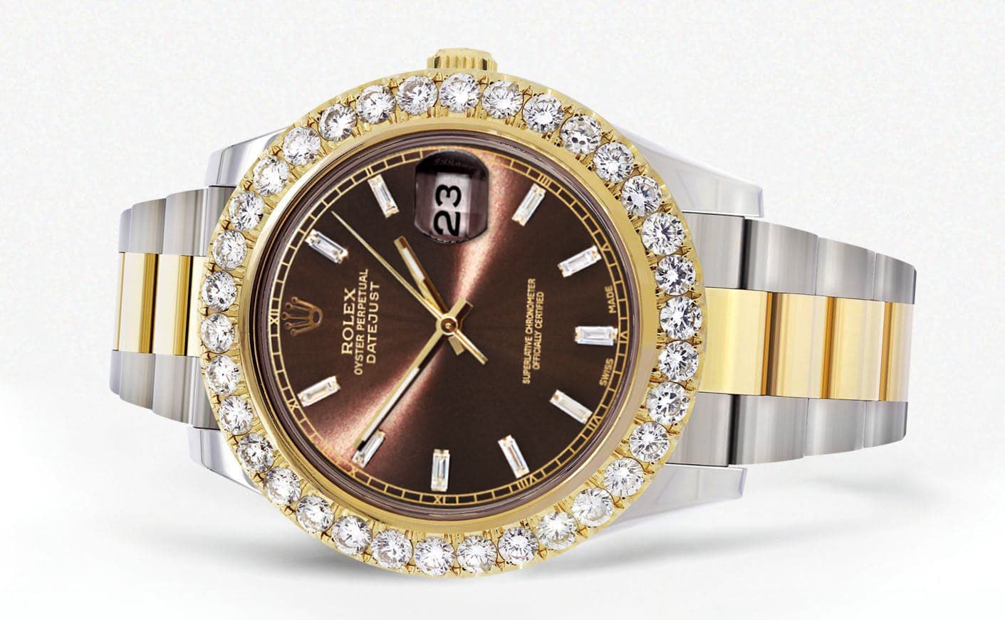 Rolex Datejust II Watch | 41 MM | 18K Yellow Gold & Stainless Steel | Custom Morocco Brown Dial | Oyster Band - Image 2