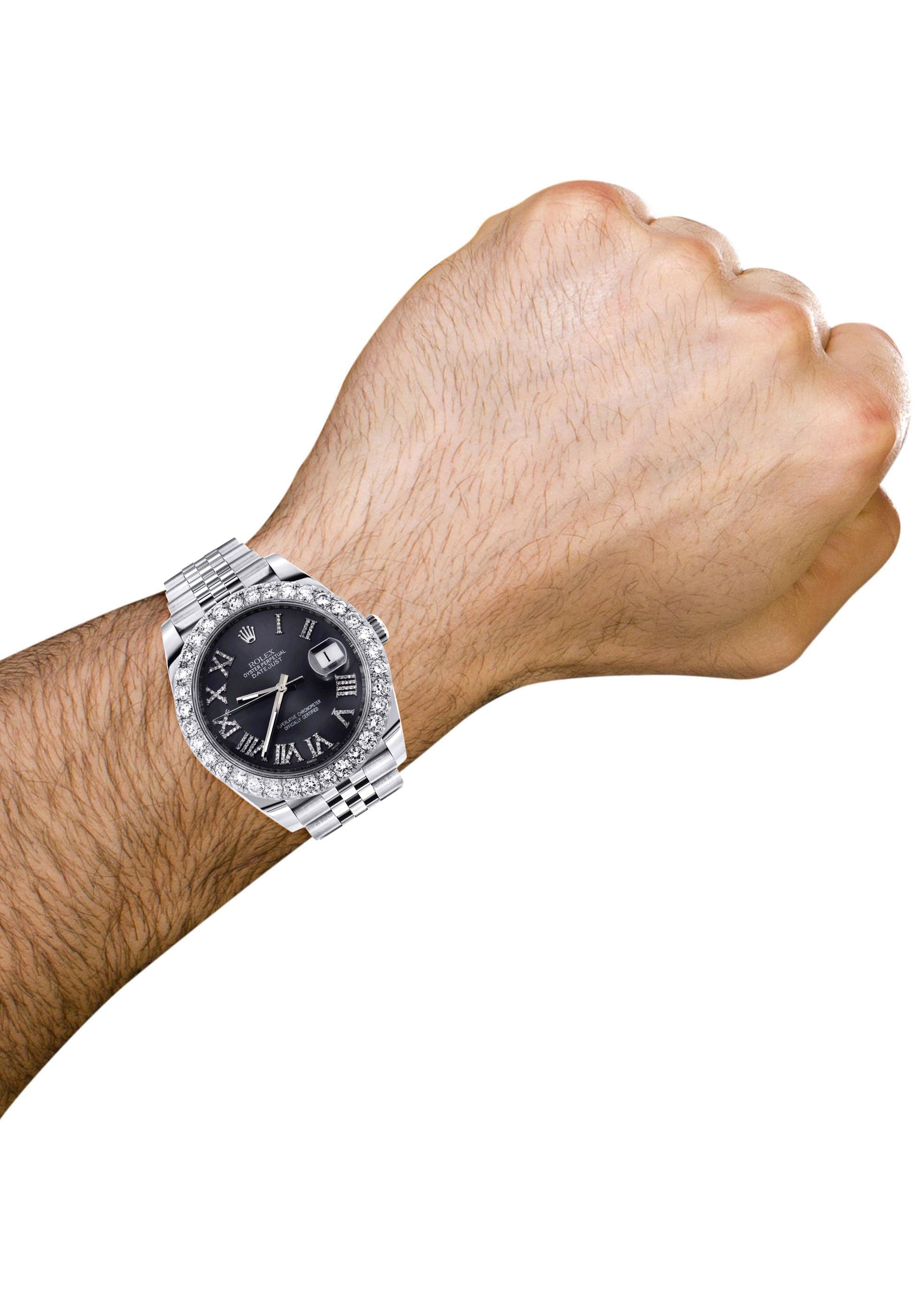Rolex Datejust 41 Watch | 41 MM | Custom Black Graphite Roman Diamond Dial | Jubilee Band - Image 3