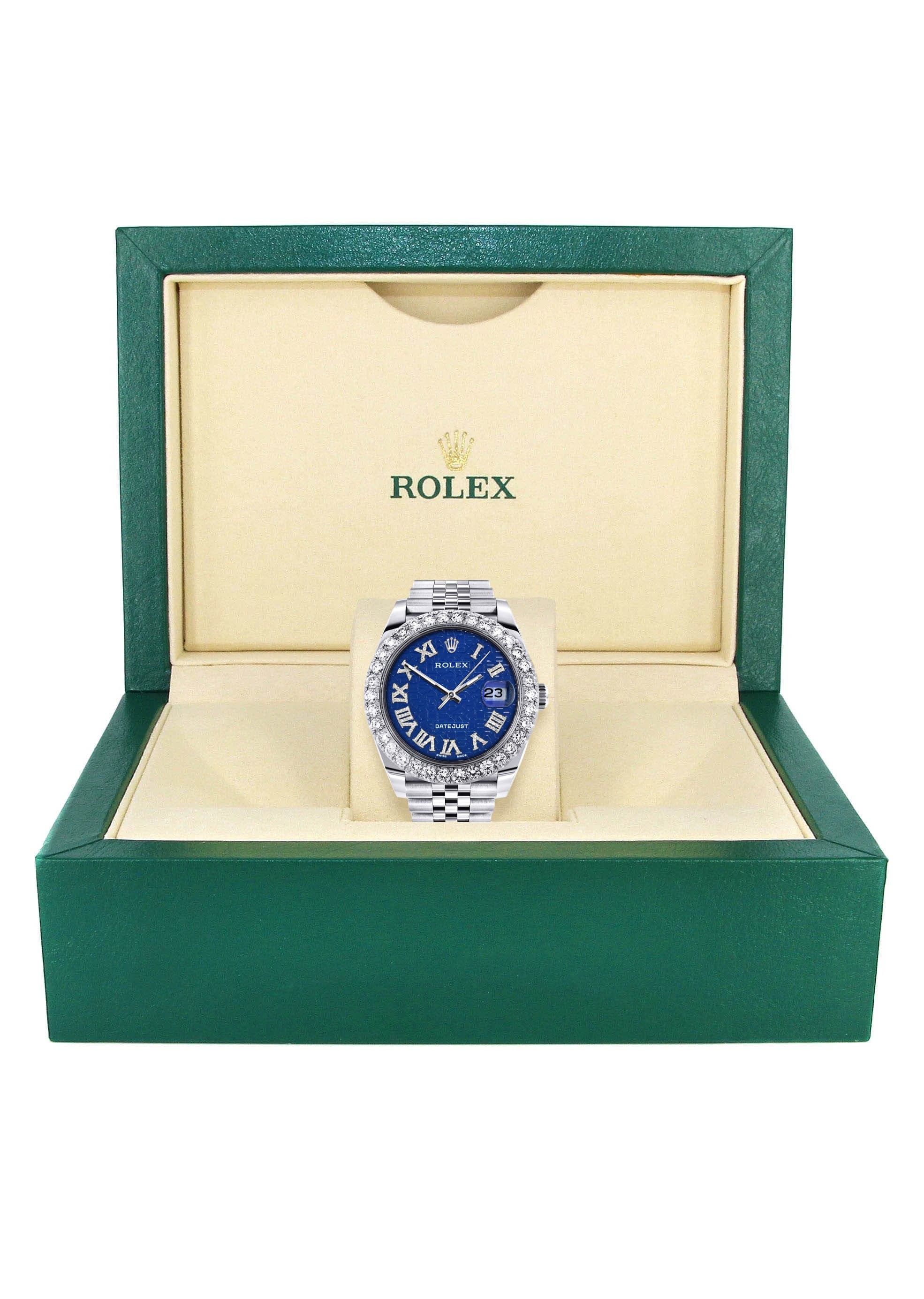 Rolex Datejust 41 Watch | 41 MM | Custom Blue Texture Roman Diamond Dial | Jubilee Band - Image 5