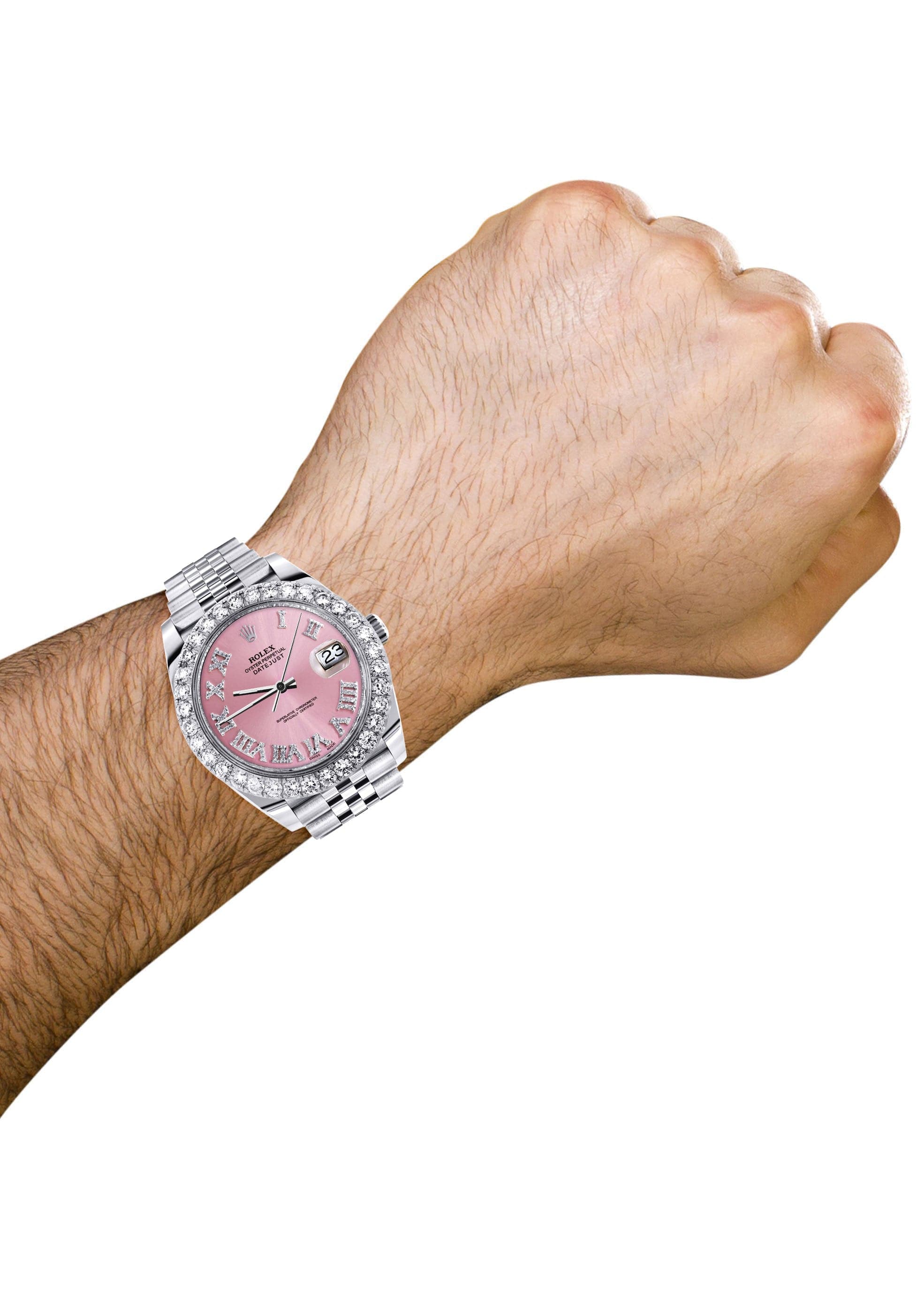 Rolex Datejust 41 Watch | 41 MM | Custom Pink Roman Diamond Dial | Jubilee Band - Image 3