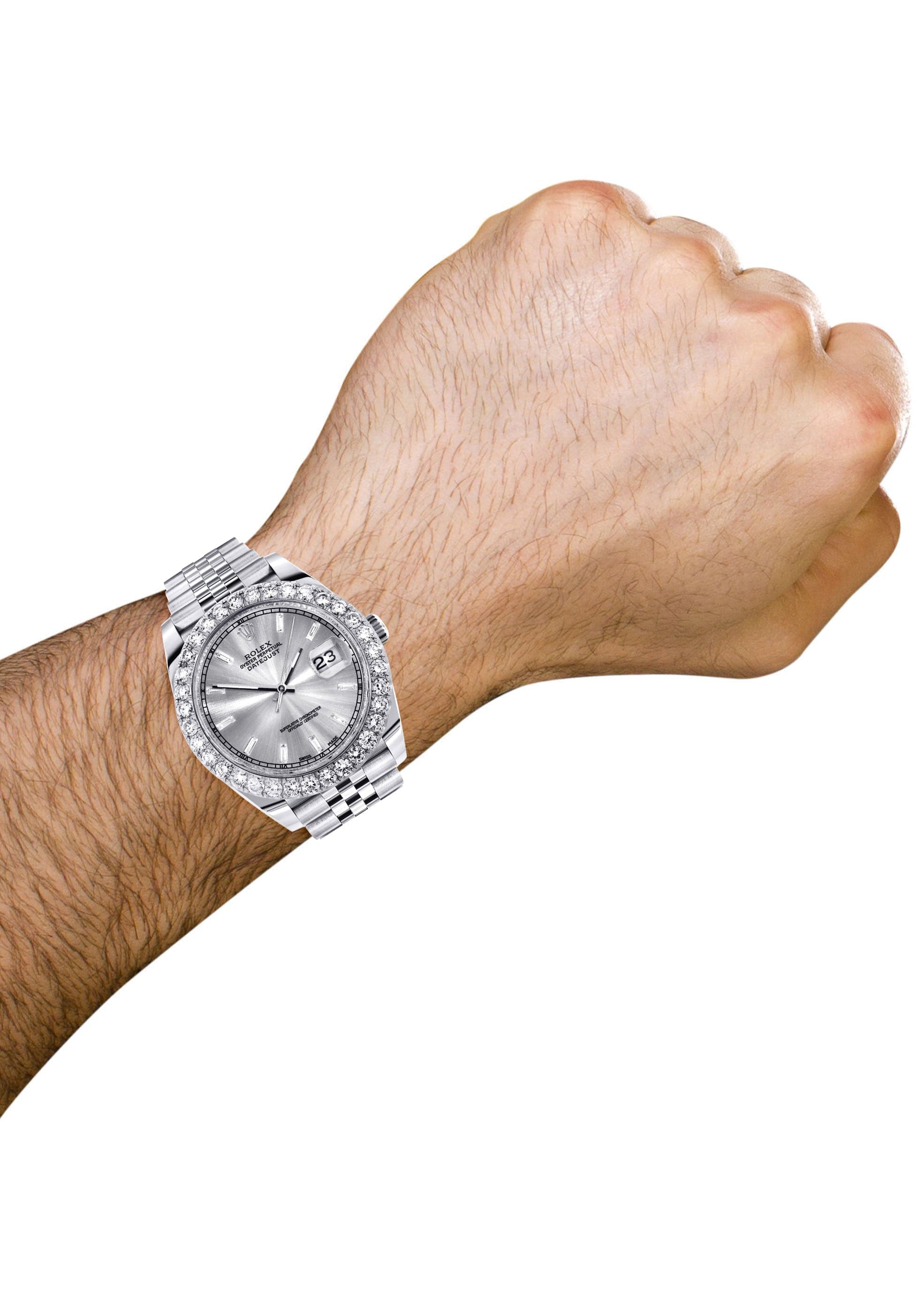 Rolex Datejust 41 Watch | 41 MM | Custom Silver Baguette Diamond Dial | Jubilee Band - Image 3