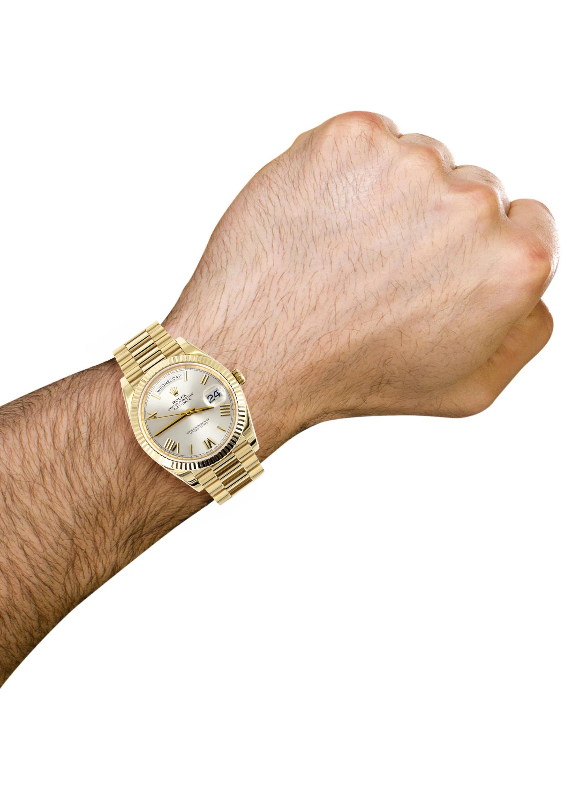 Rolex Day-Date 40 Presidential | 18k Yellow Gold 228238| Silver Roman Dial | Fluted Bezel - Image 4