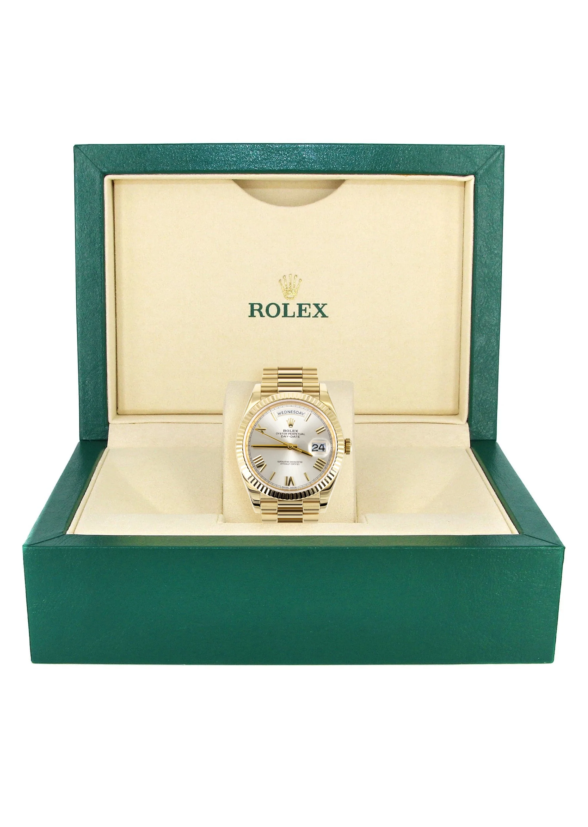 Rolex Day-Date 40 Presidential | 18k Yellow Gold 228238| Silver Roman Dial | Fluted Bezel - Image 5