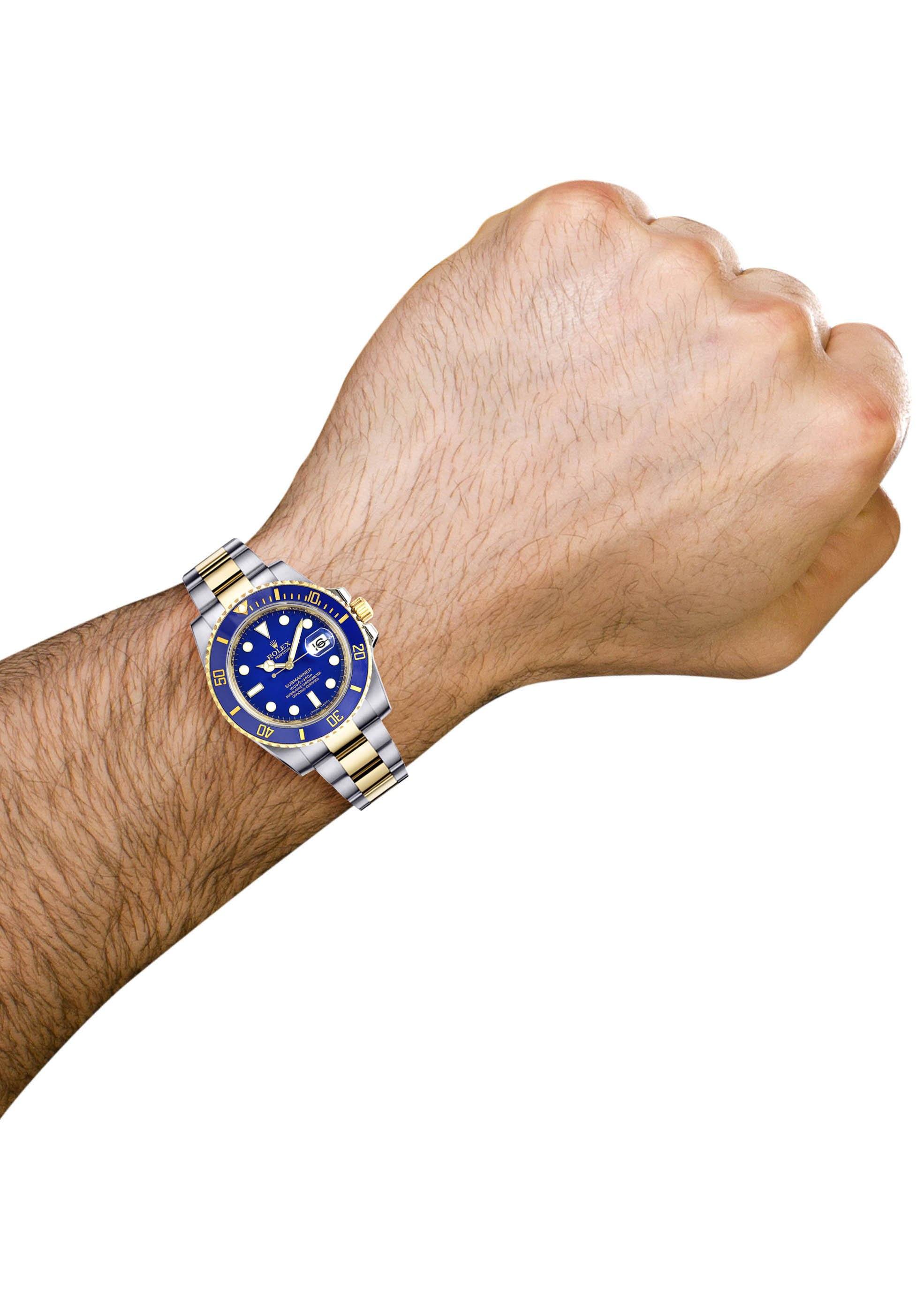 ROLEX SUBMARINER 40 | 18K YELLOW GOLD & STEEL WATCH | OYSTER BAND | BLUE CERAMIC BEZEL - Image 5