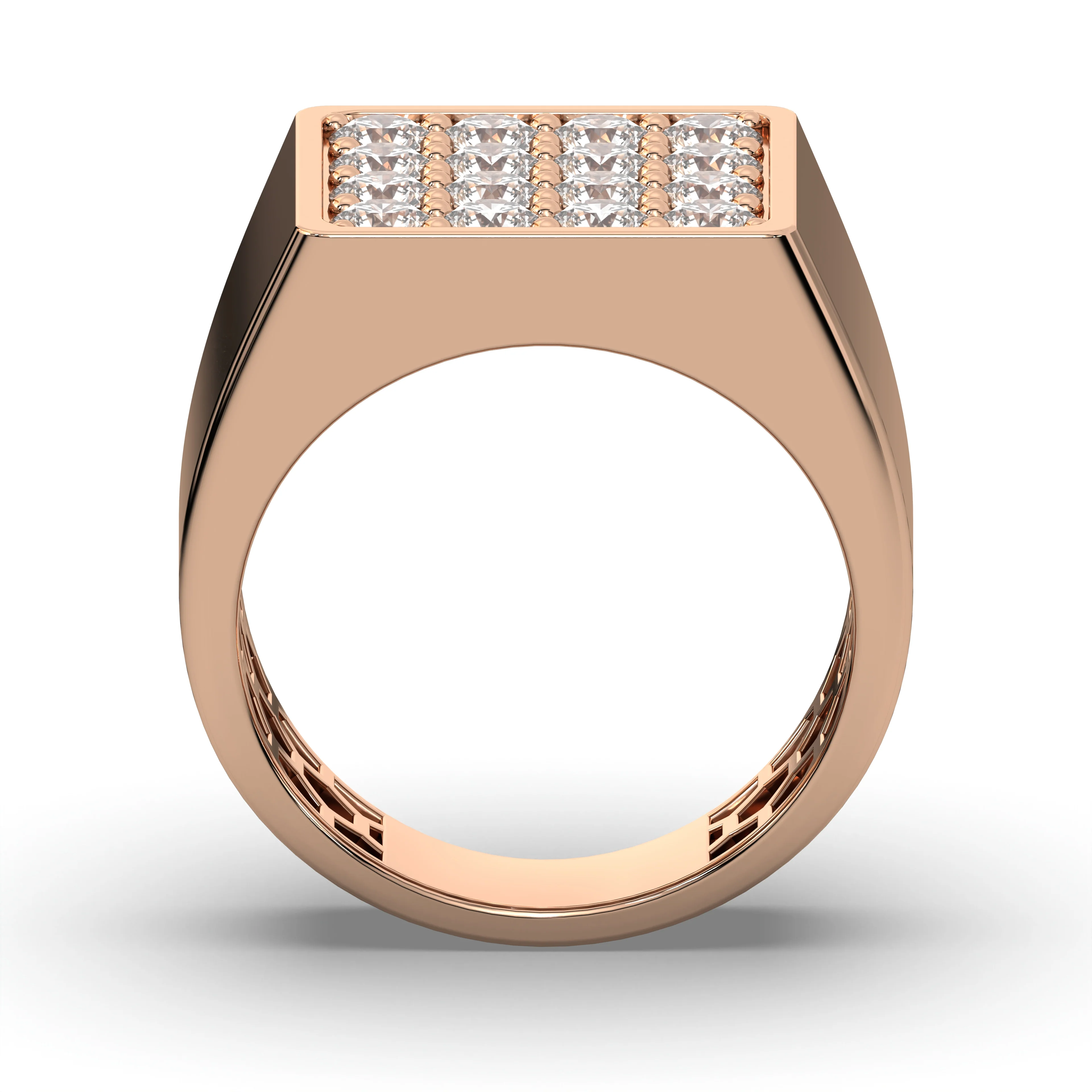 Men's Jewelry - Men's VVS Lab Diamond Square Diamond Ring | Rose Gold - Image 3