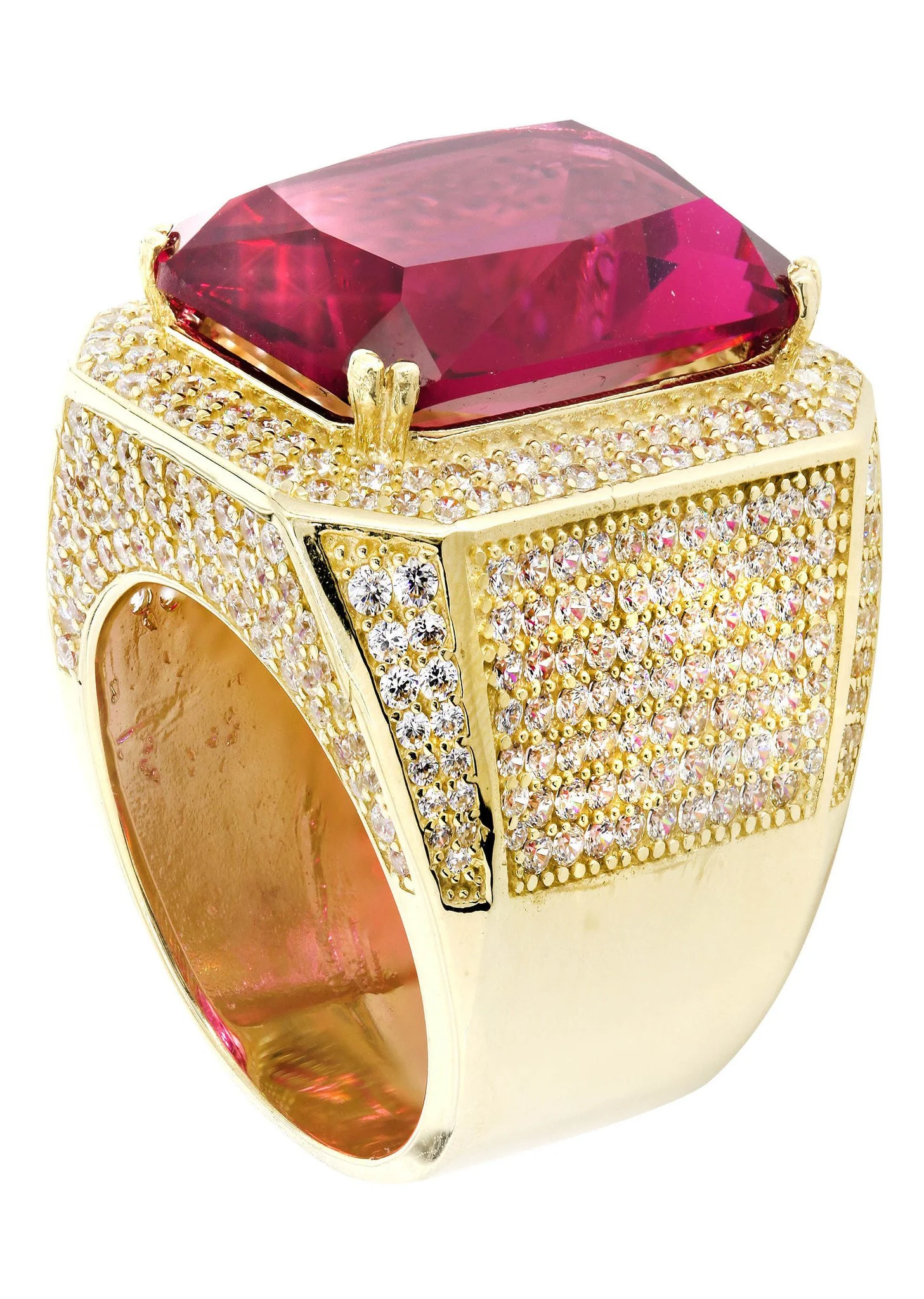 Ruby 10K Gold Mens Ring | 26.7 Grams - Image 3