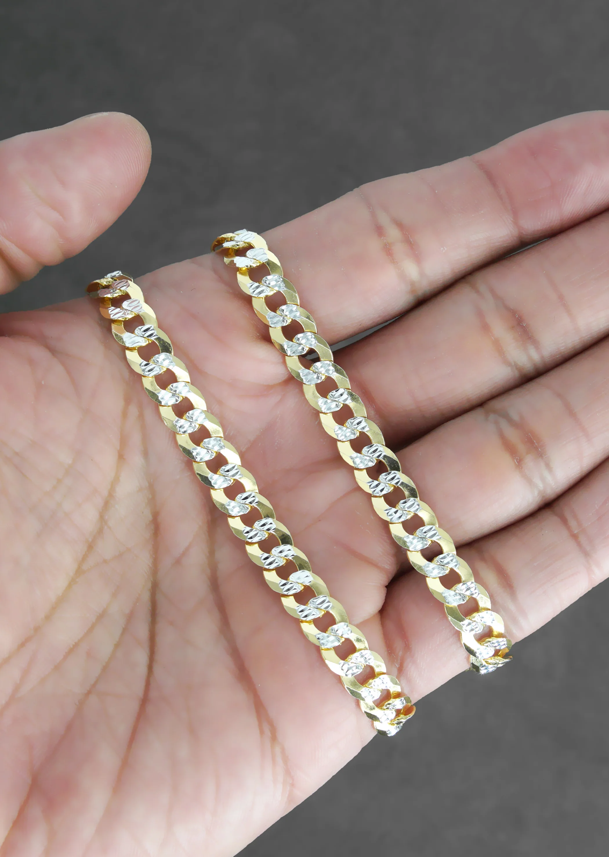 Silver Chain - Mens Gold Chain / Curb Cuban Diamond Cut Chain / 7 MM - Image 7