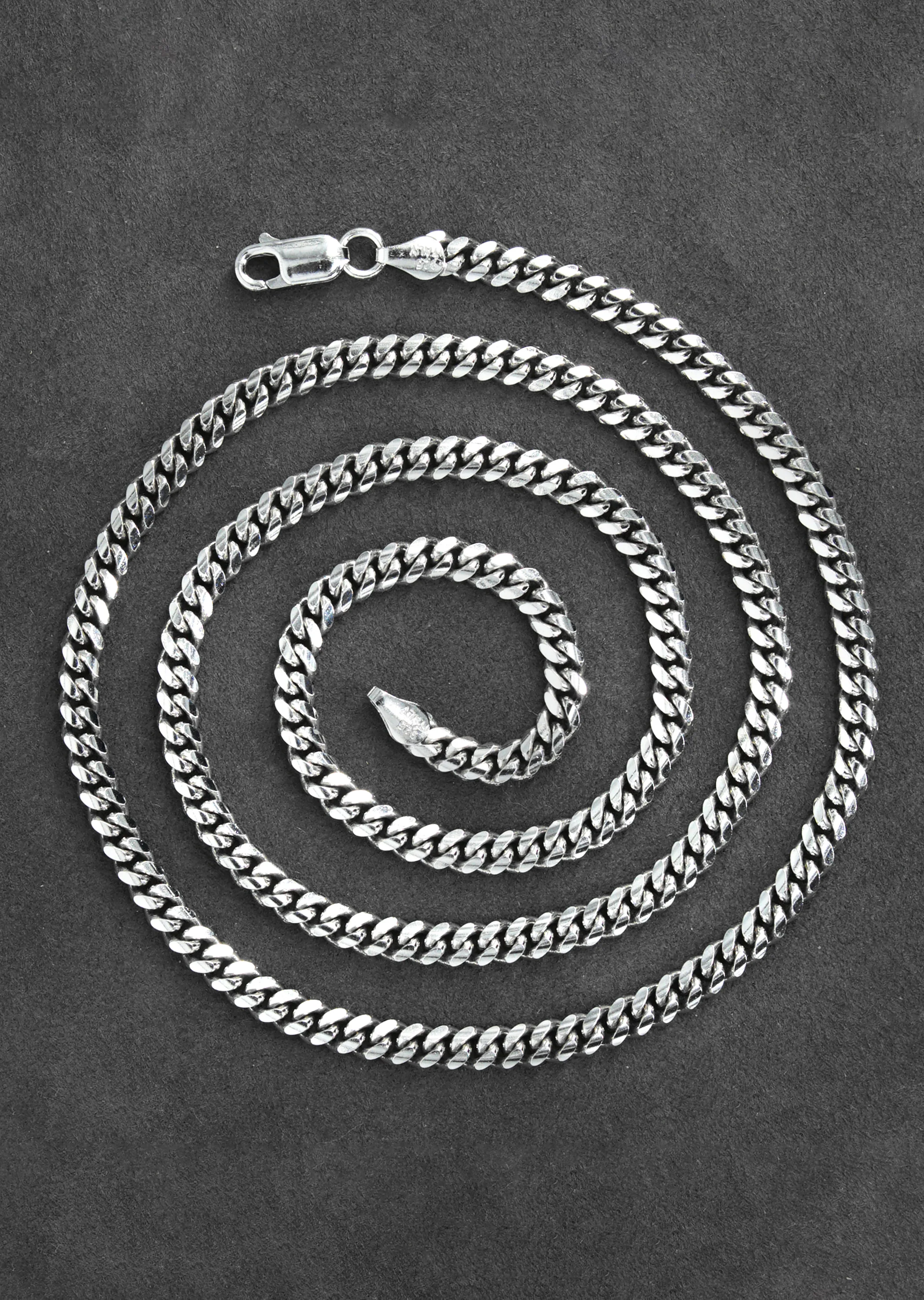 Silver Chain - Mens White Chain / Miami Cuban Link / 4 MM - Image 5