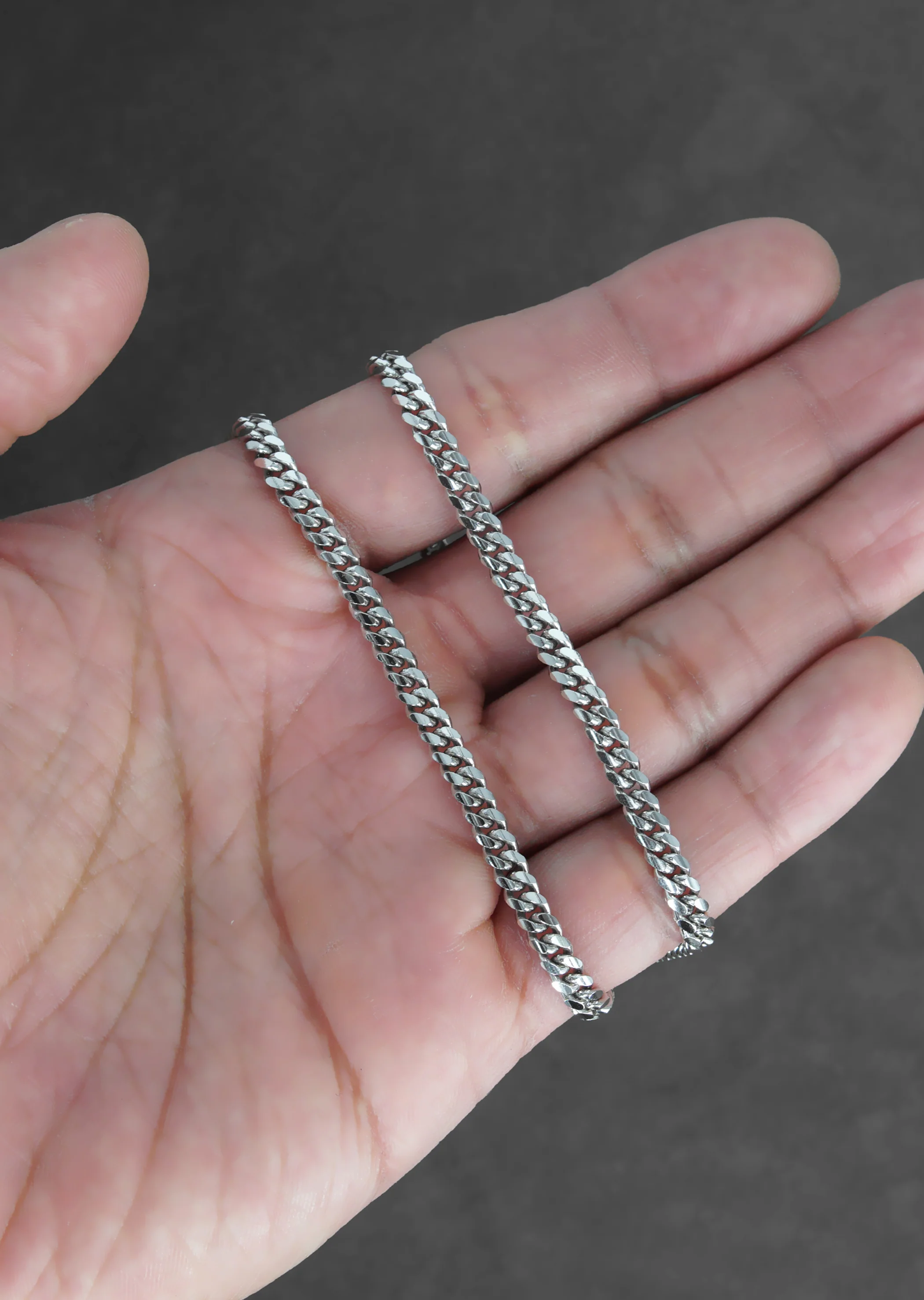 Silver Chain - Mens White Chain / Miami Cuban Link / 4 MM - Image 7
