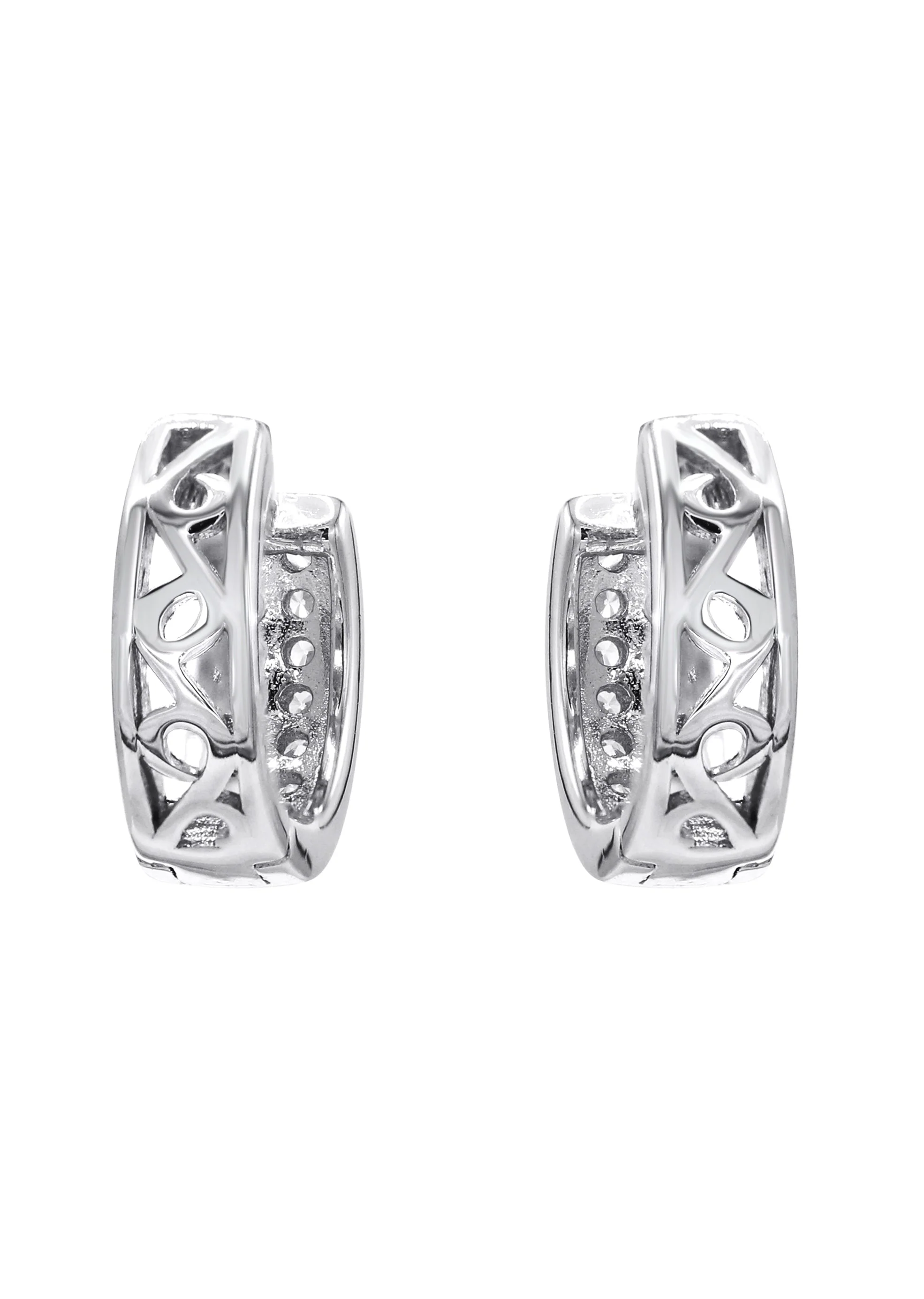 Silver CZ Hoop Earrings | Appx. 2.6 Grams - Image 2