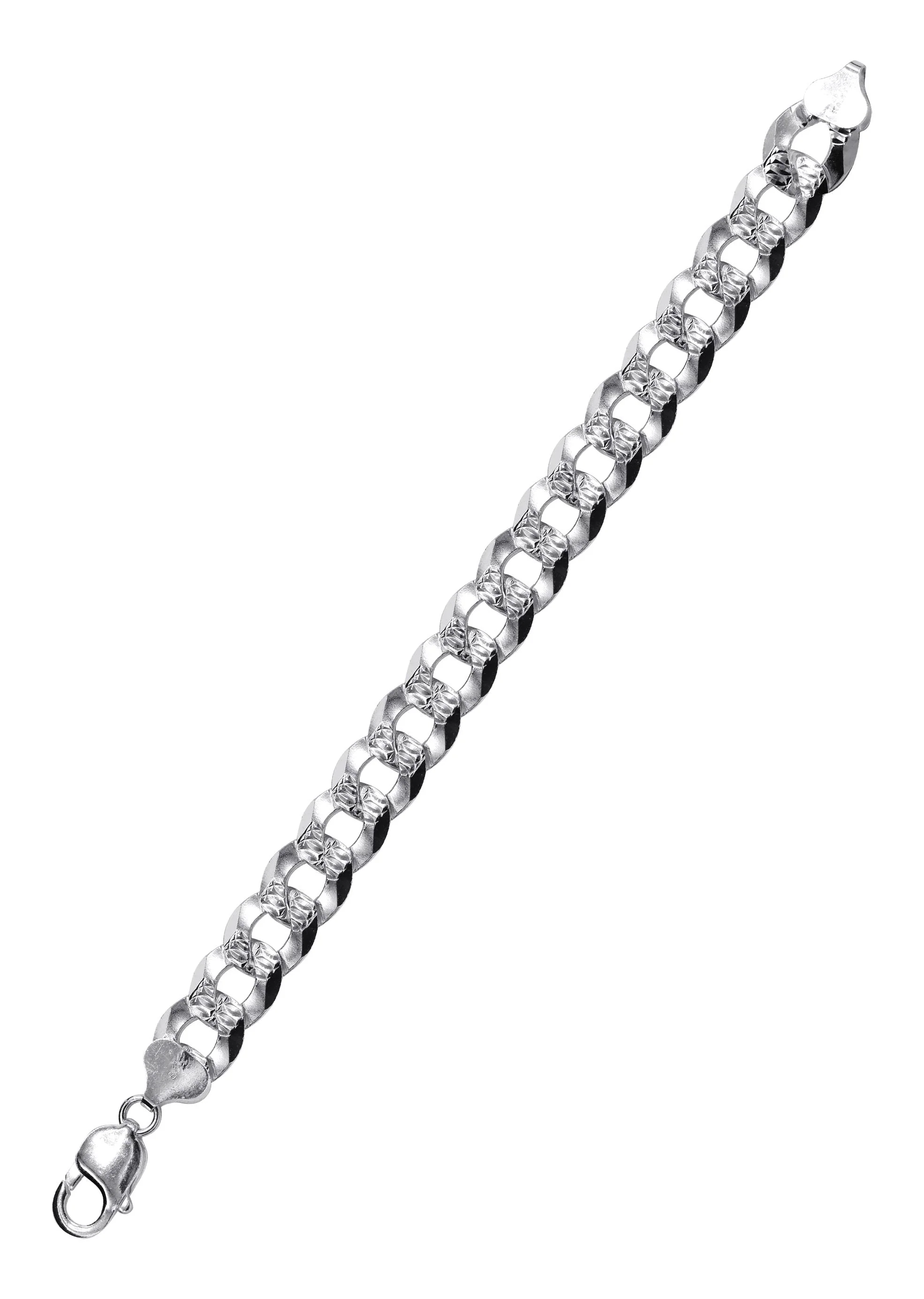 Silver Diamond Cut Curb Bracelet - Image 3