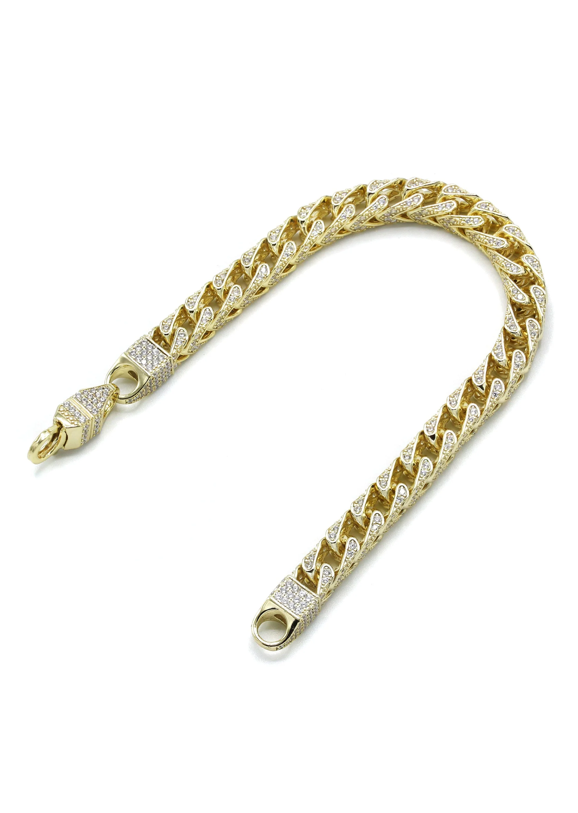 Silver Gold Iced Franco Bracelet - Image 2