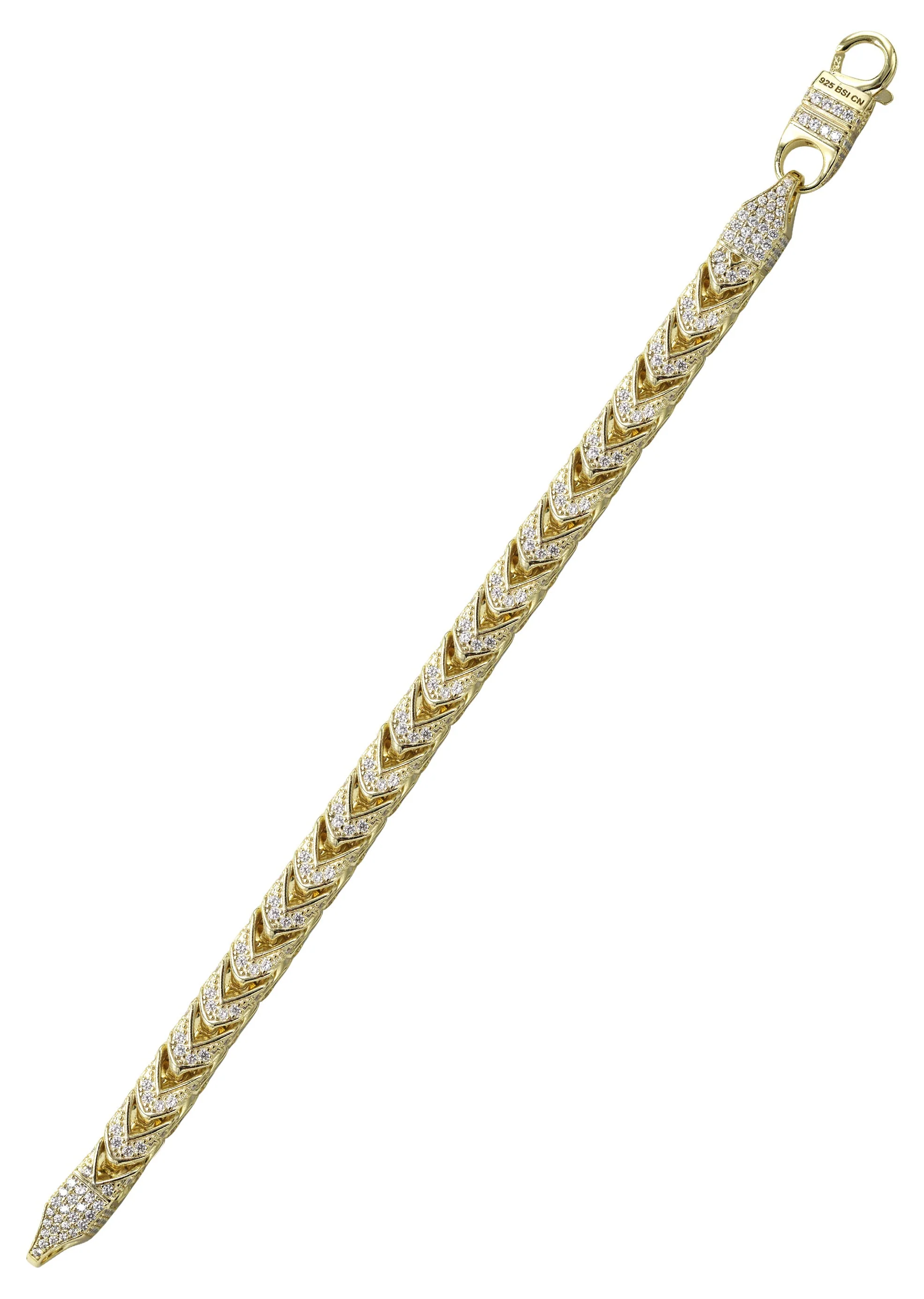 Silver Gold Iced Franco Bracelet - Image 3