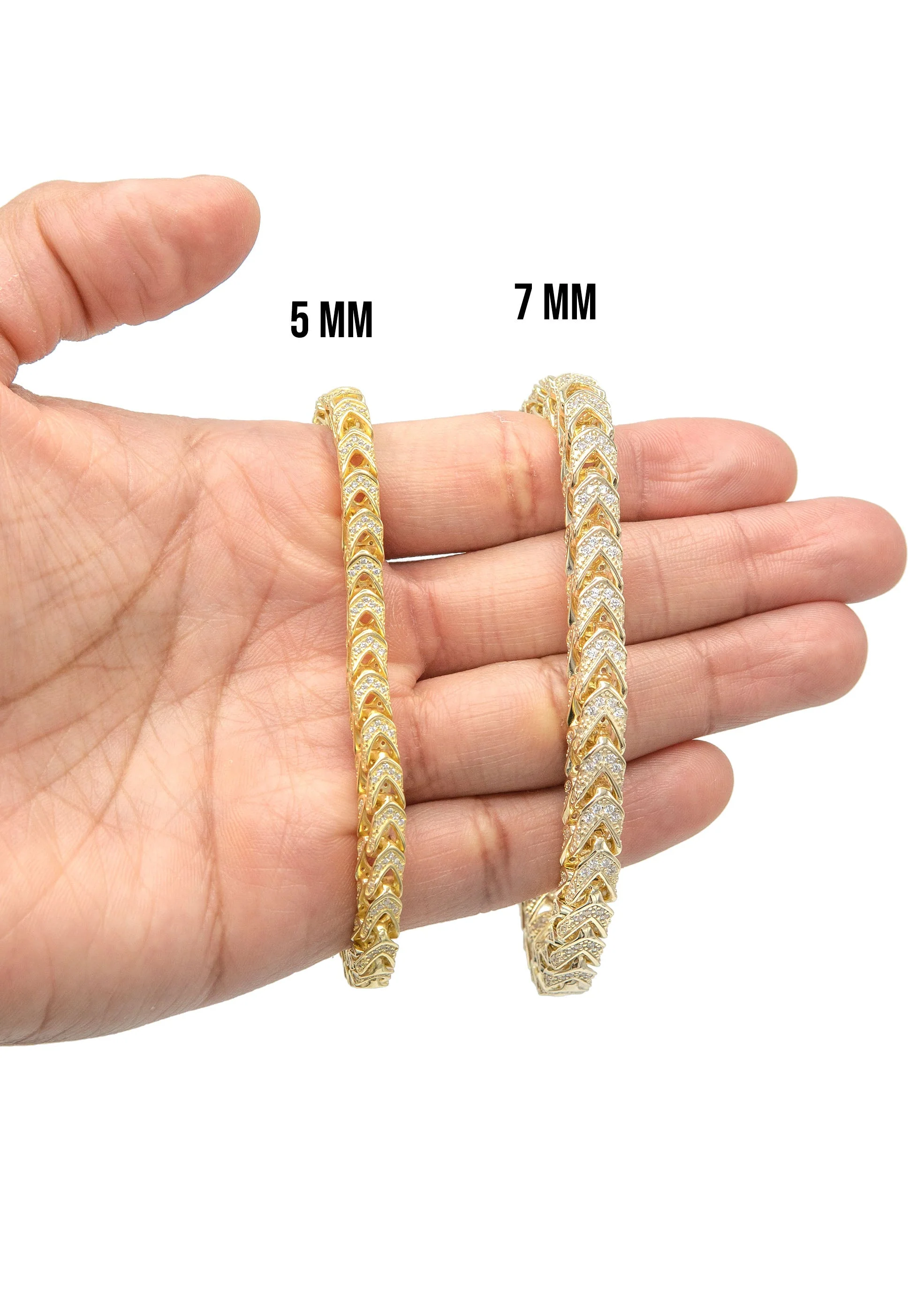 Silver Gold Iced Franco Bracelet - Image 4