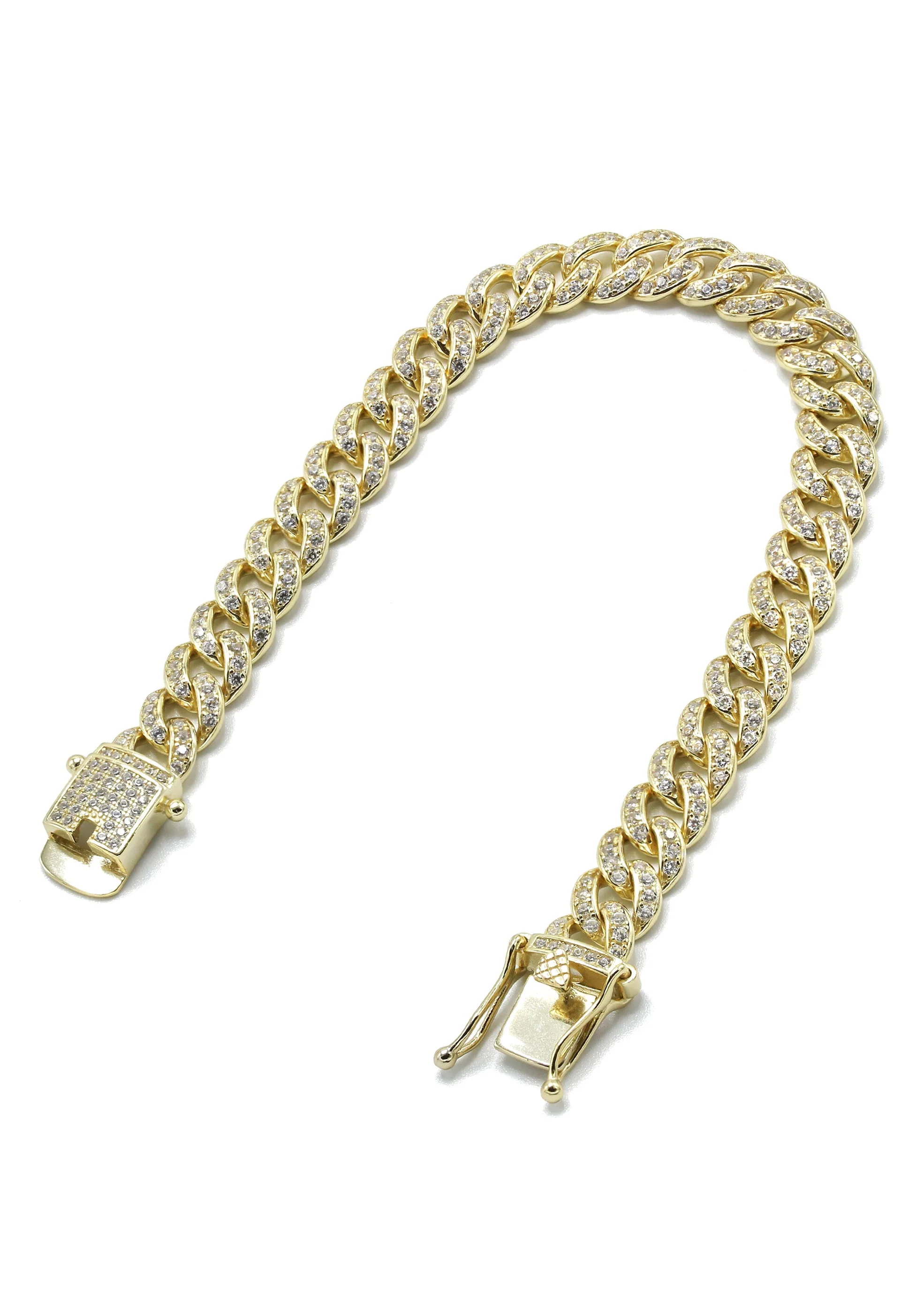 Silver Gold Ice Miami Cuban Link Bracelet - Image 2