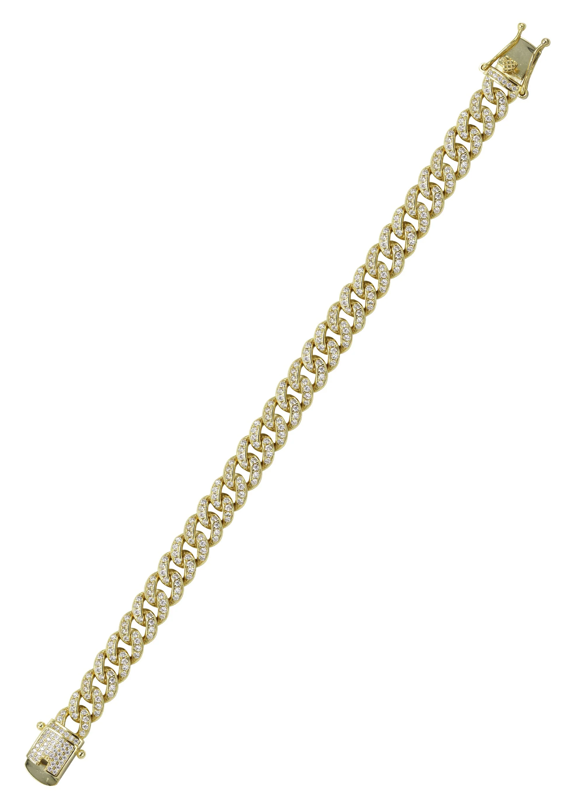 Silver Gold Ice Miami Cuban Link Bracelet - Image 3