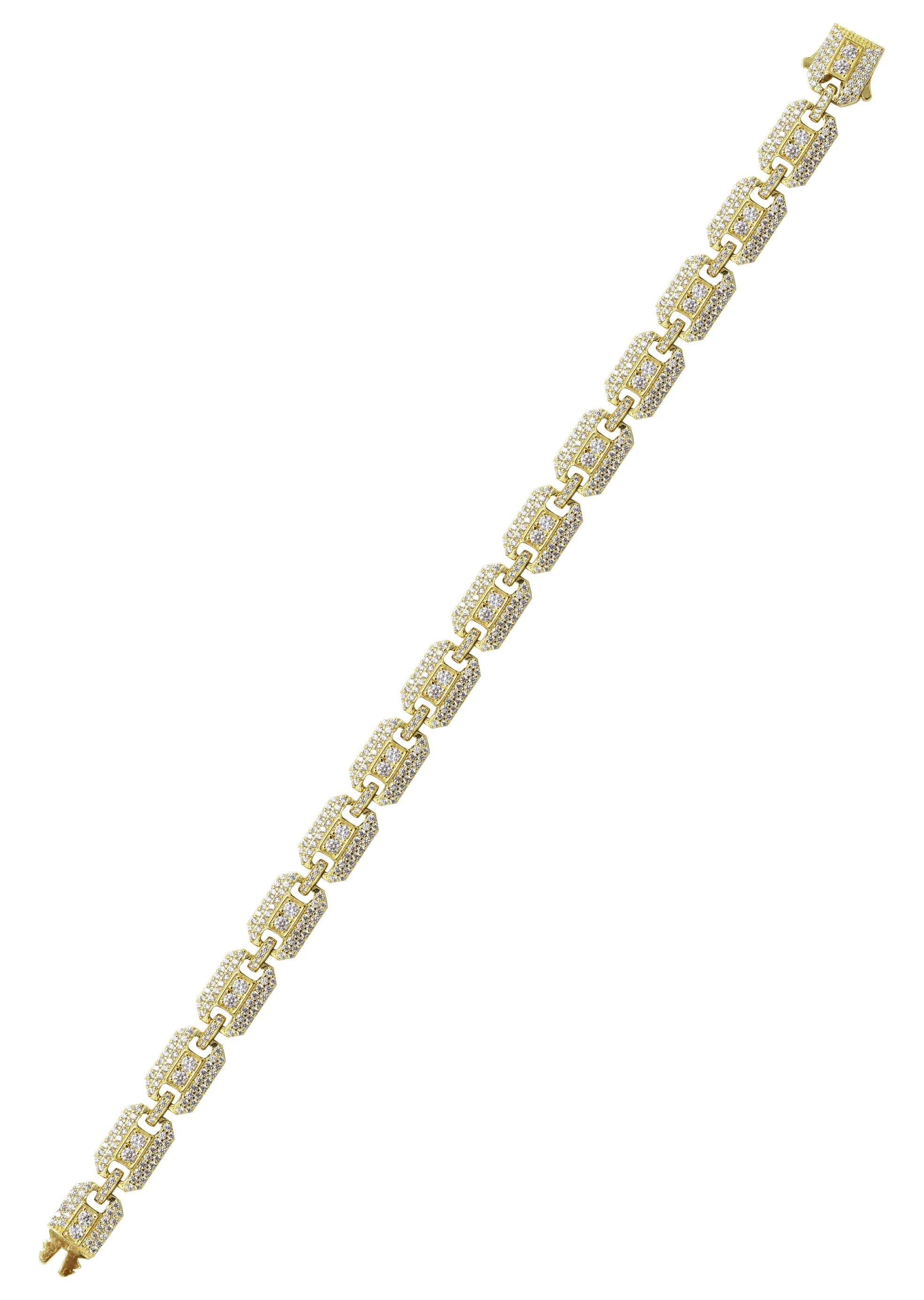 Silver Gold Ice Square Link Bracelet - Image 3
