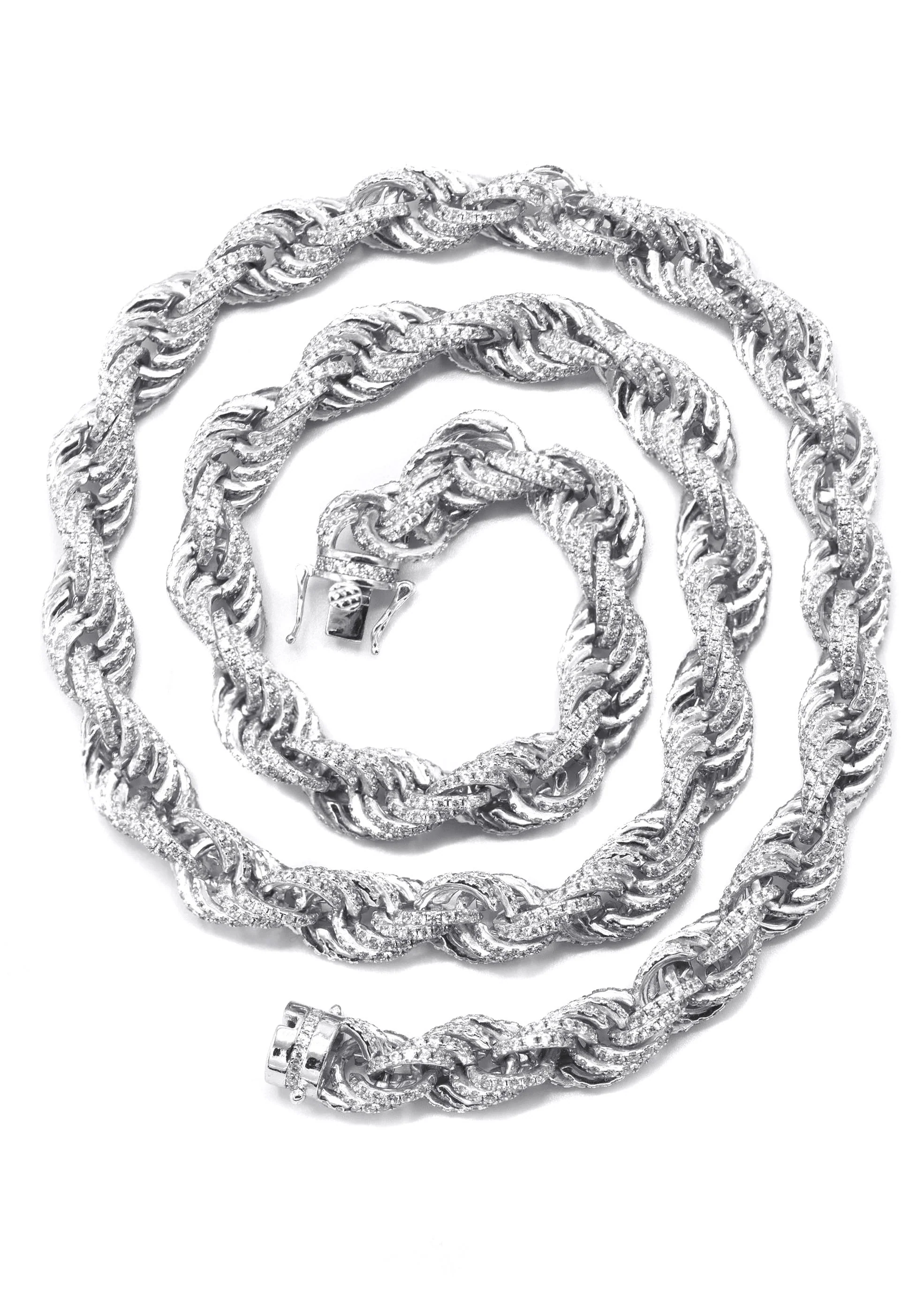Silver Chain -  Silver Iced Out Rope Chain - Image 3