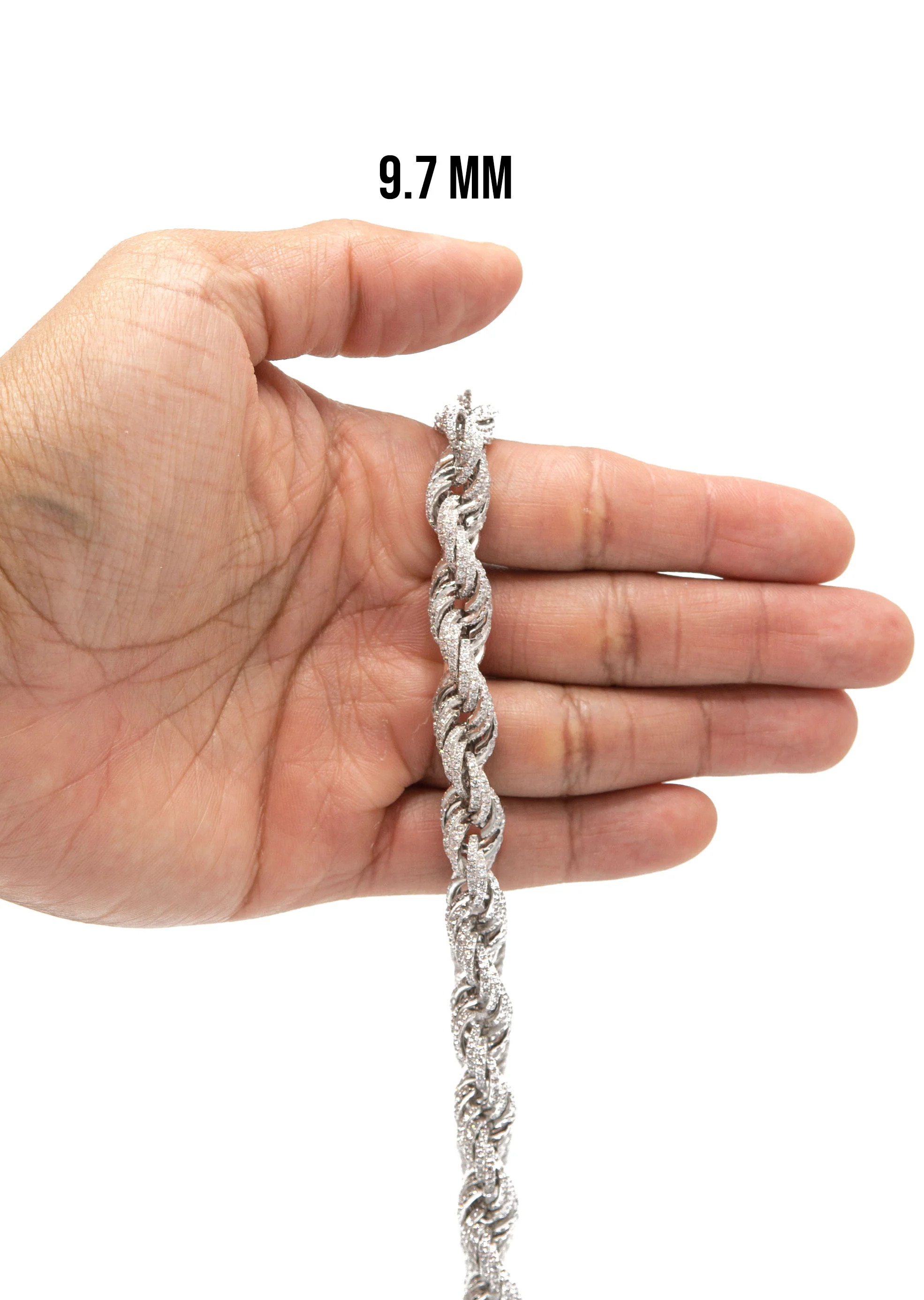 Silver Chain -  Silver Iced Out Rope Chain - Image 6