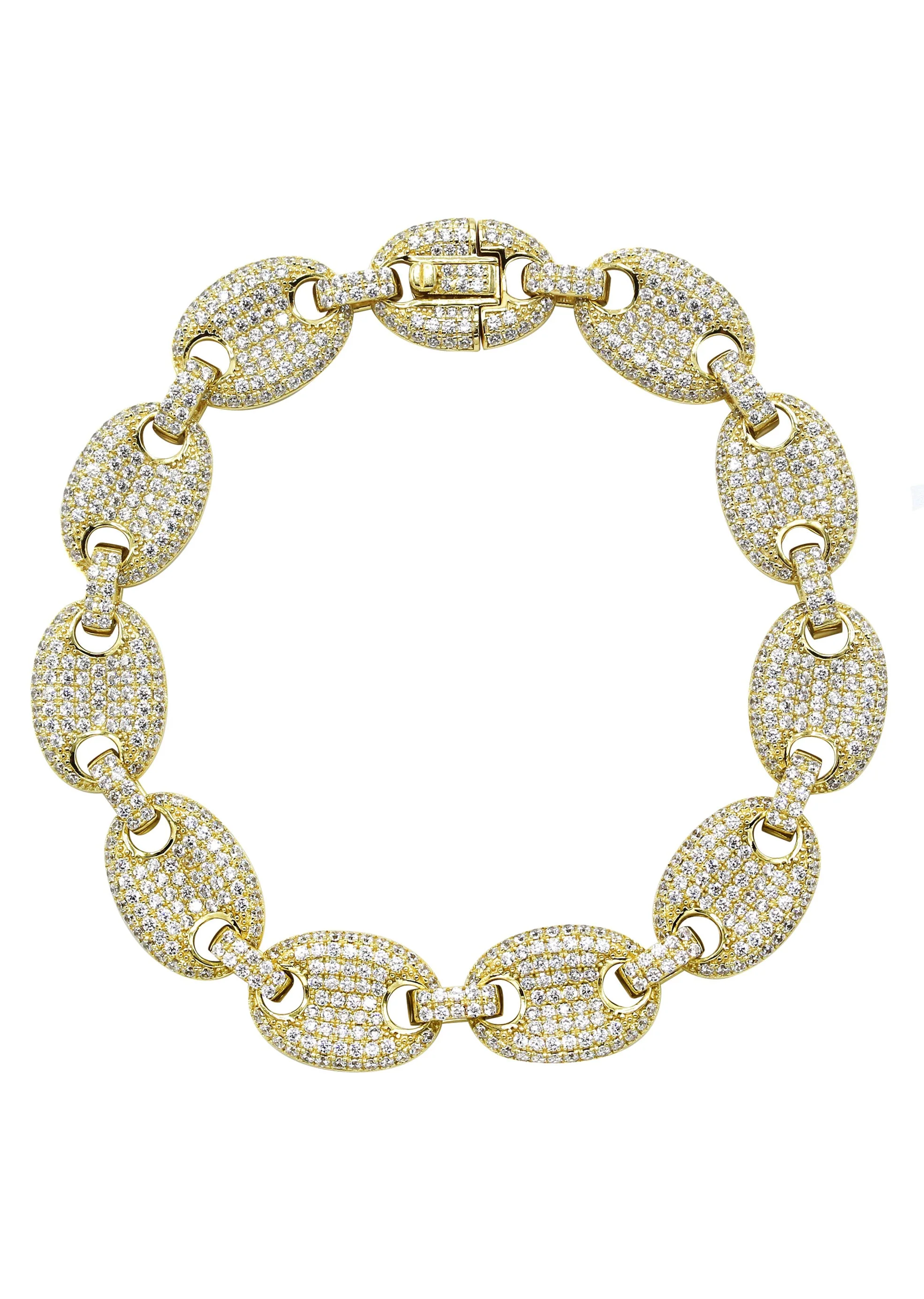 Silver Gold Iced Out Puff Bracelet