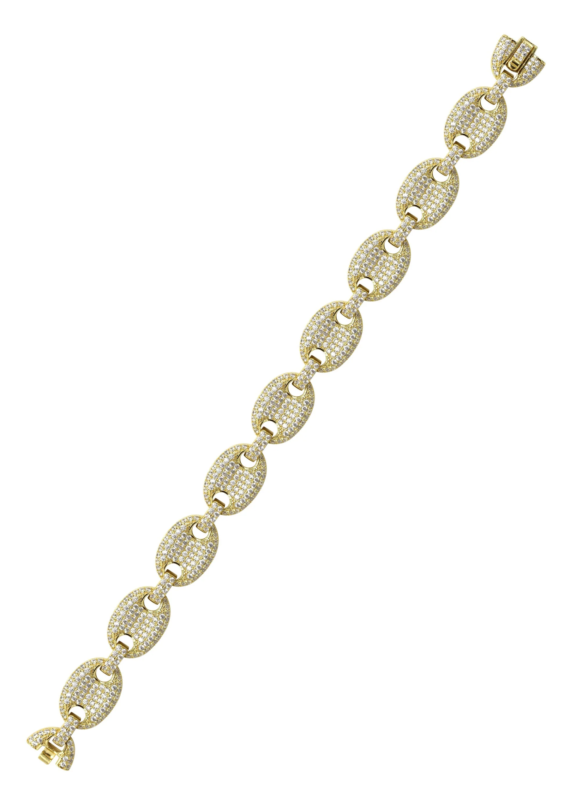 Silver Gold Iced Out Puff Bracelet - Image 3