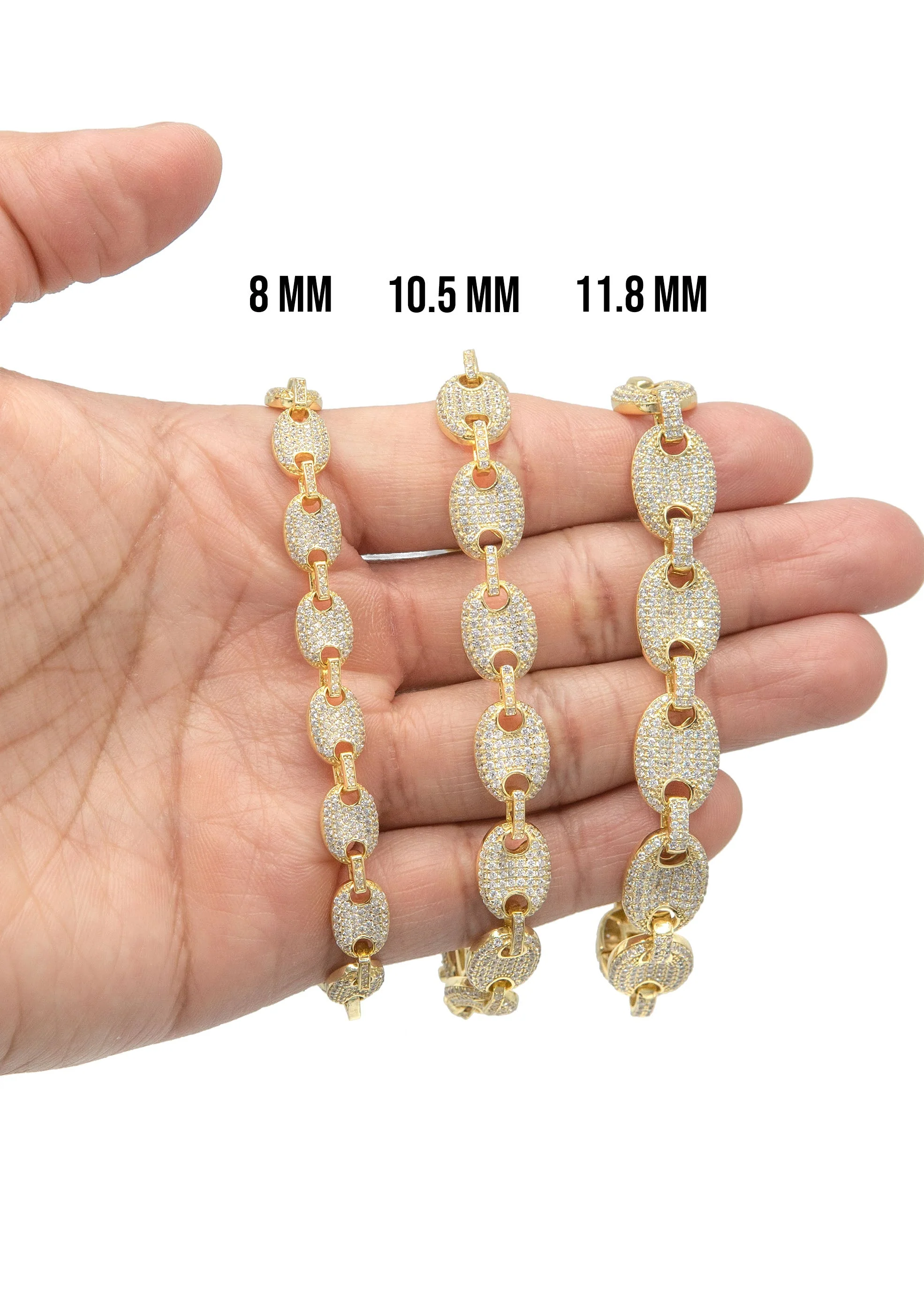 Silver Gold Iced Out Puff Bracelet - Image 4